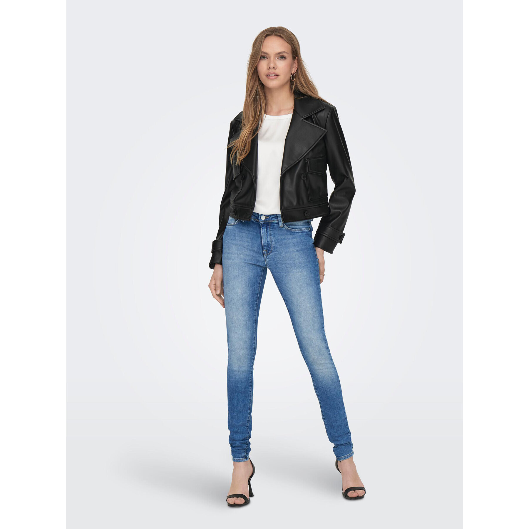 ONLY Яке от имитация на кожа 15293027 Черен Regular Fit - Pepit.bg