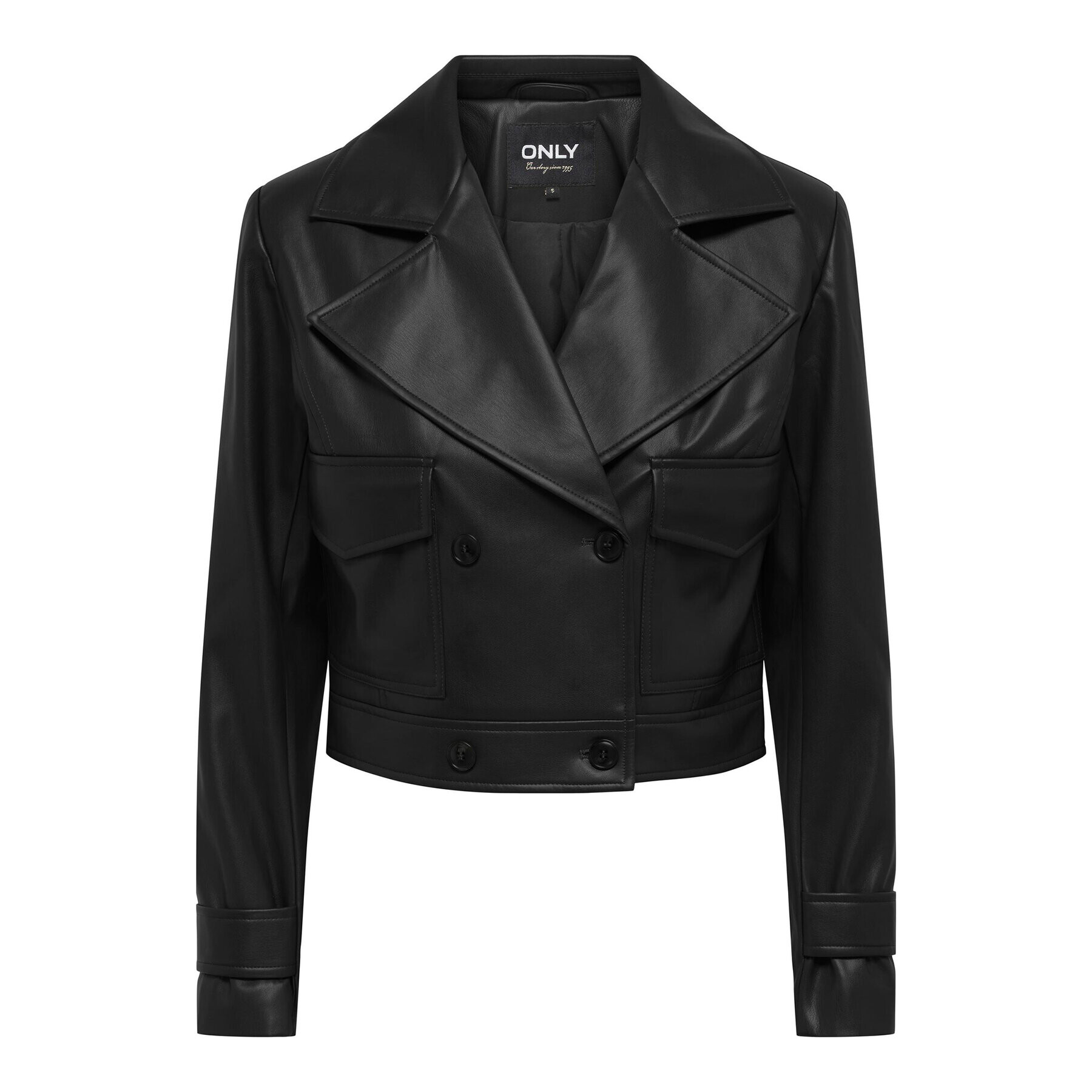 ONLY Яке от имитация на кожа 15293027 Черен Regular Fit - Pepit.bg