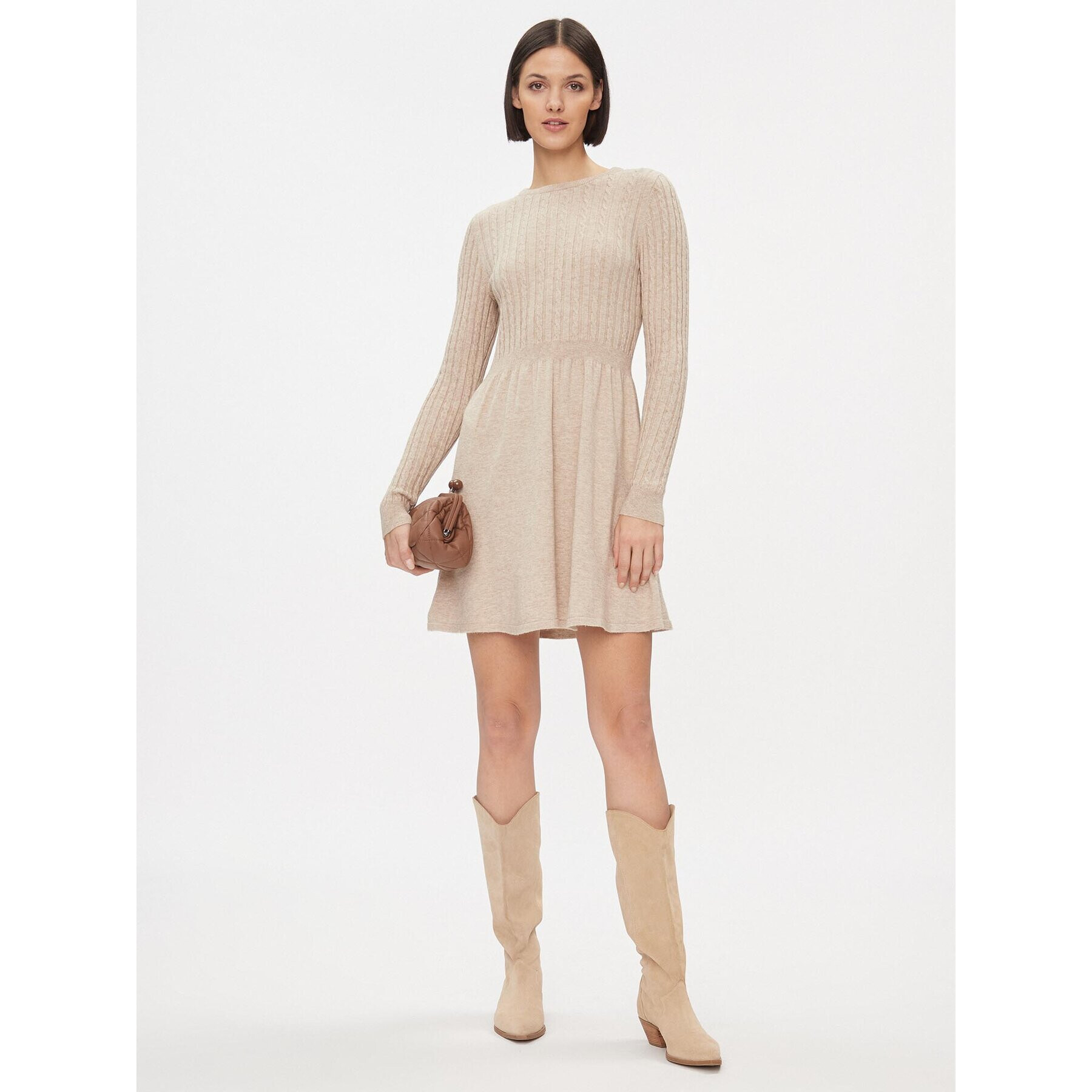 ONLY Плетена рокля 15306551 Бежов Regular Fit - Pepit.bg