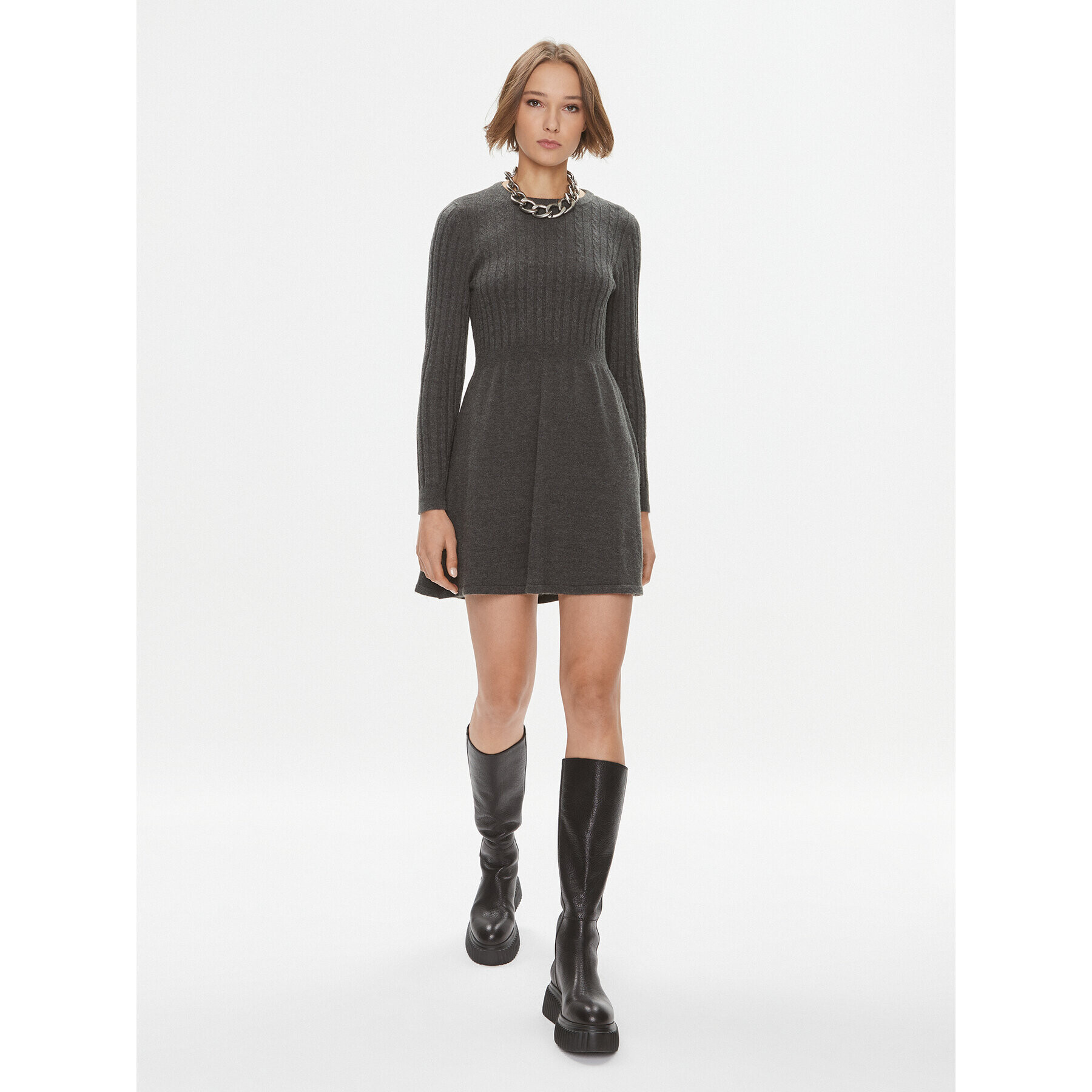 ONLY Плетена рокля 15306551 Сив Regular Fit - Pepit.bg