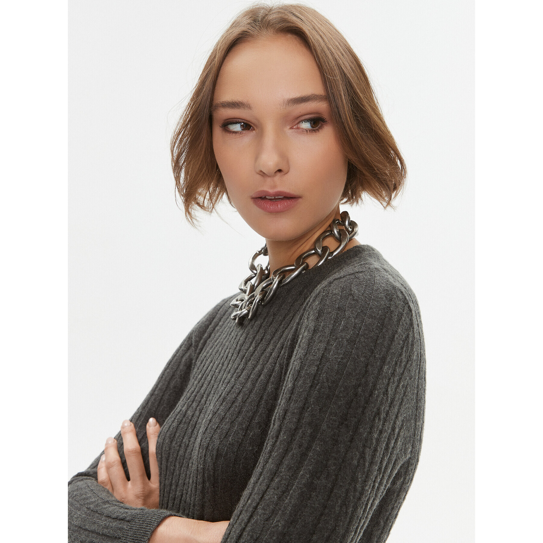 ONLY Плетена рокля 15306551 Сив Regular Fit - Pepit.bg