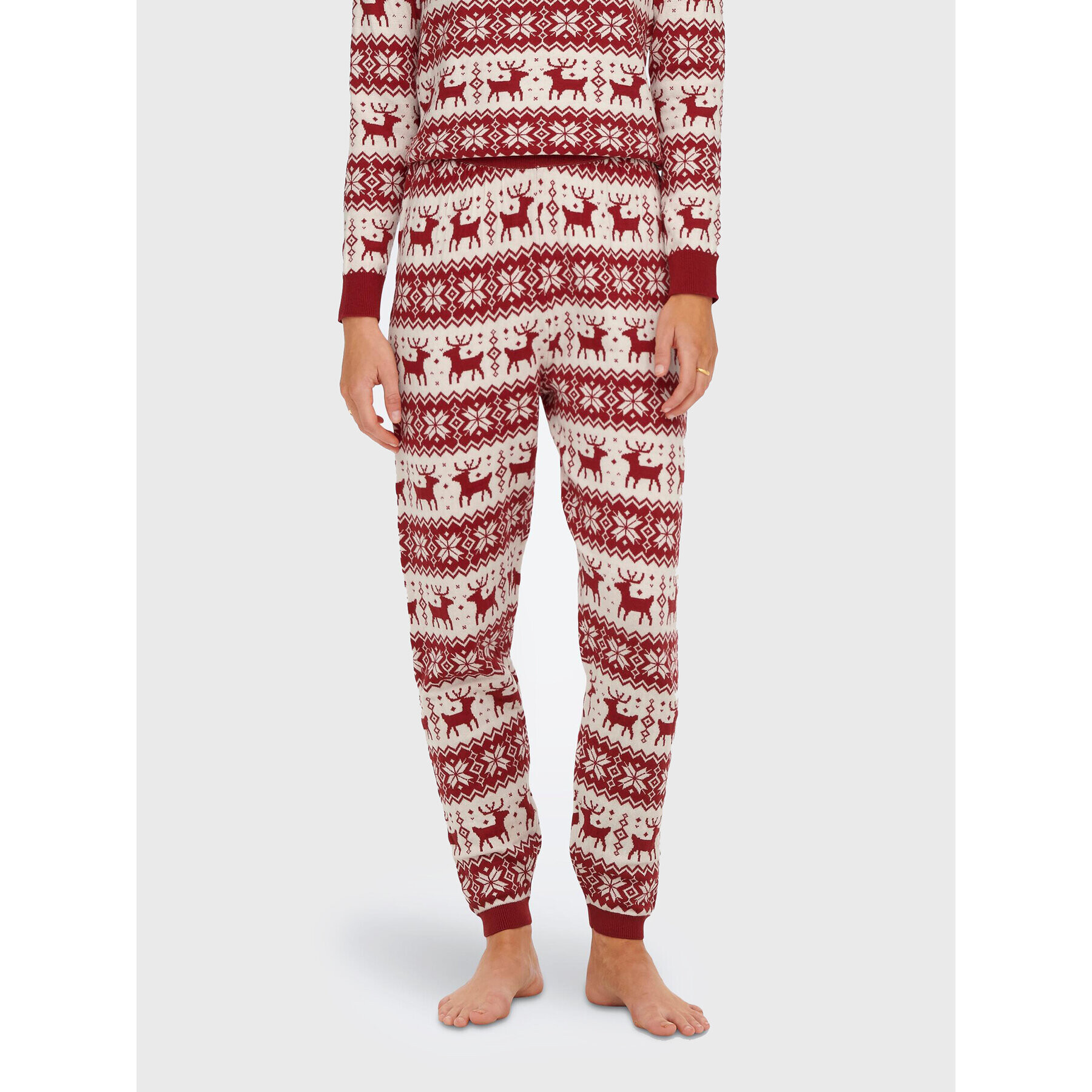 ONLY Плетени панталони Xmas 15272160 Червен Regular Fit - Pepit.bg