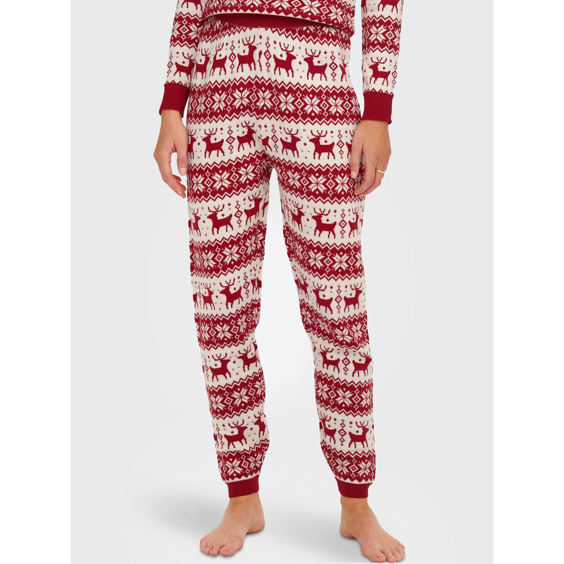 ONLY Плетени панталони Xmas 15272160 Червен Regular Fit - Pepit.bg