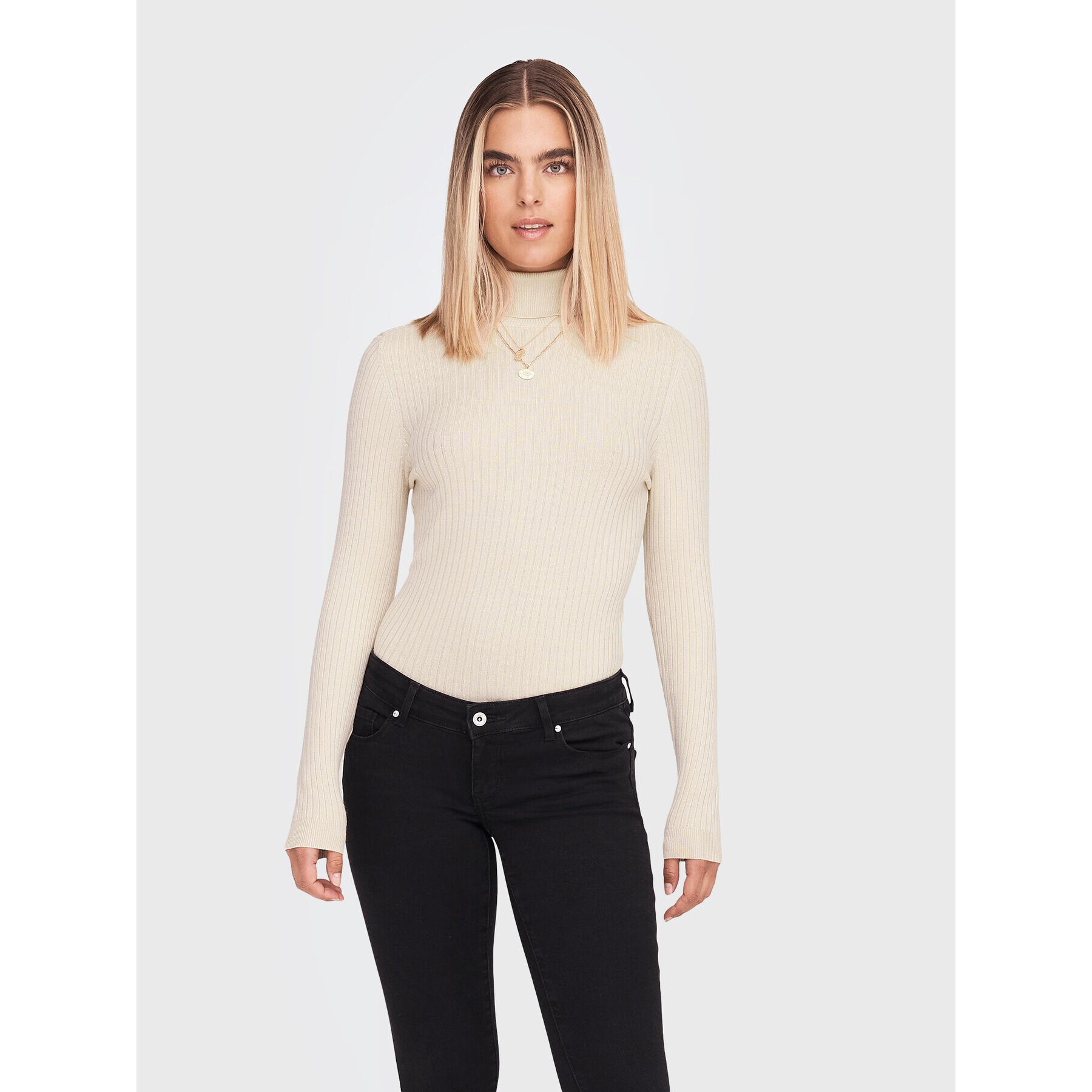 ONLY Поло Karol 15165075 Бежов Slim Fit - Pepit.bg