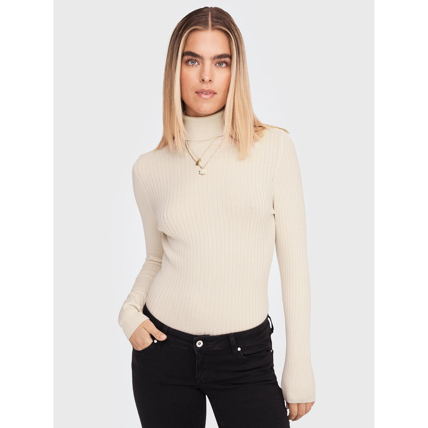 ONLY Поло Karol 15165075 Бежов Slim Fit - Pepit.bg