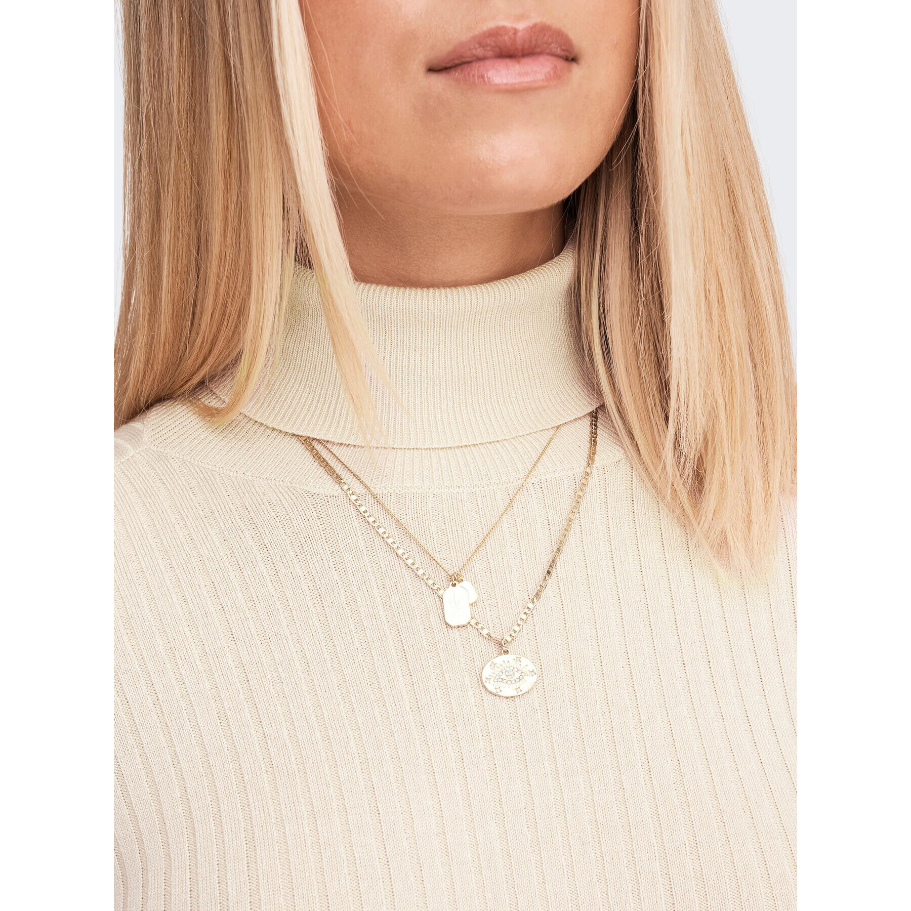ONLY Поло Karol 15165075 Бежов Slim Fit - Pepit.bg
