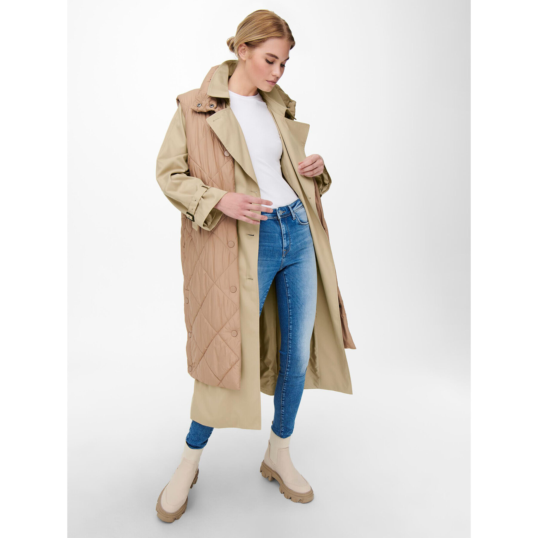 ONLY Тренч 15242306 Бежов Regular Fit - Pepit.bg