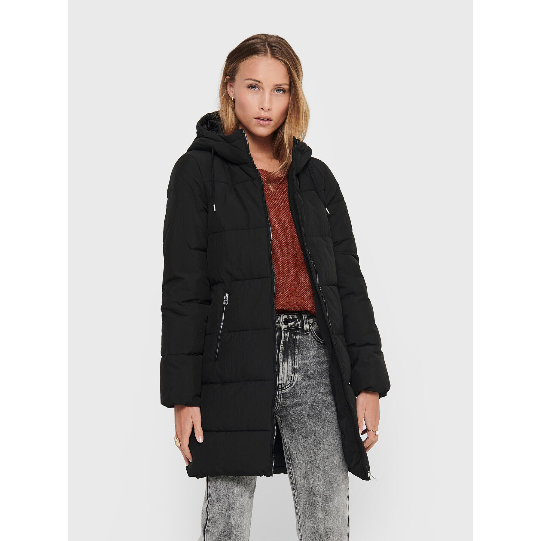 ONLY Пухено яке Dolly 15205369 Черен Regular Fit - Pepit.bg