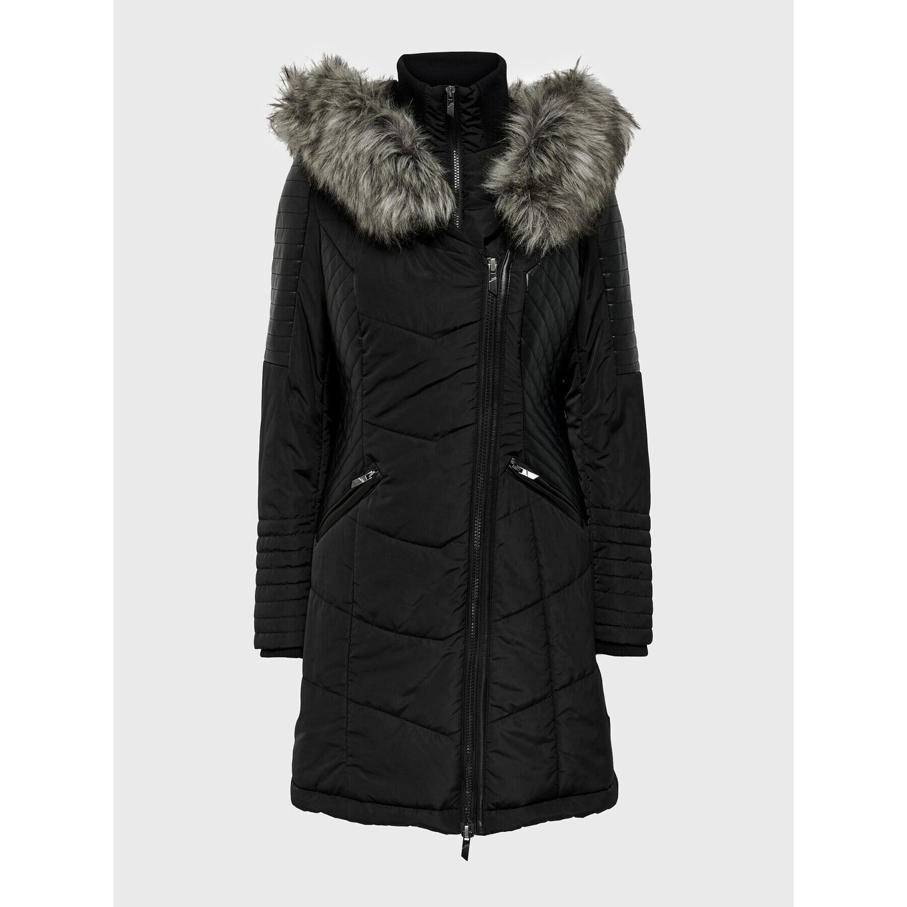 ONLY Пухено яке Linette 15160168 Черен Regular Fit - Pepit.bg