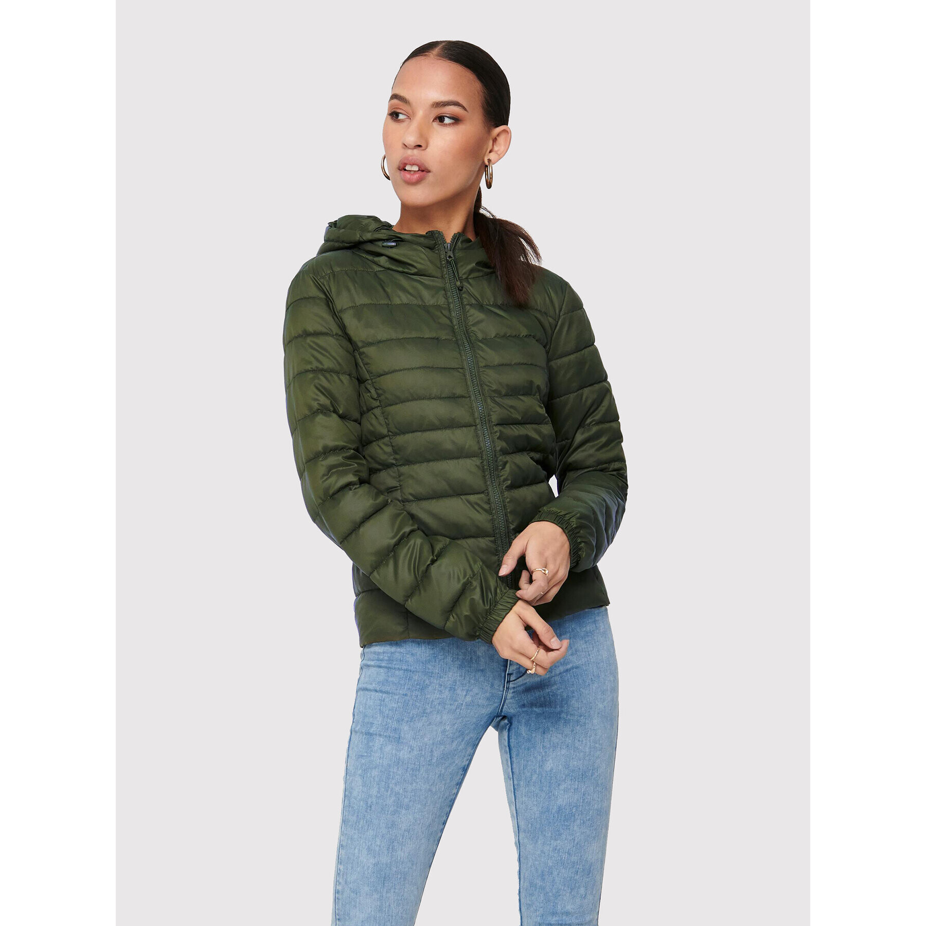 ONLY Пухено яке Tahoe 15156569 Зелен Regular Fit - Pepit.bg