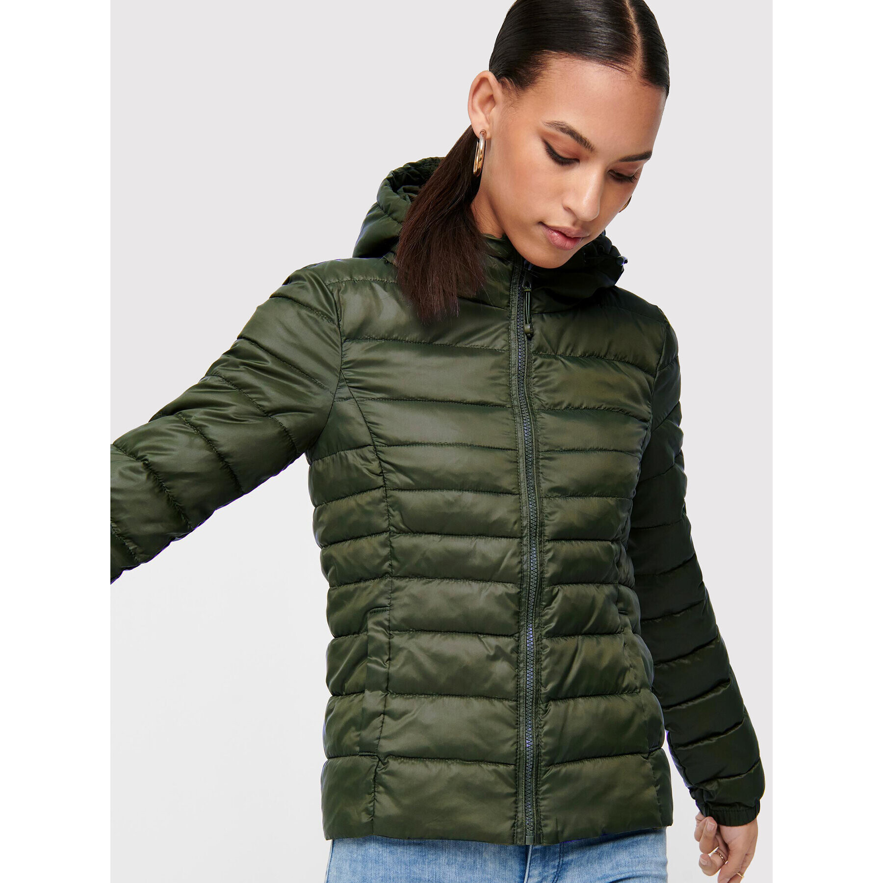 ONLY Пухено яке Tahoe 15156569 Зелен Regular Fit - Pepit.bg