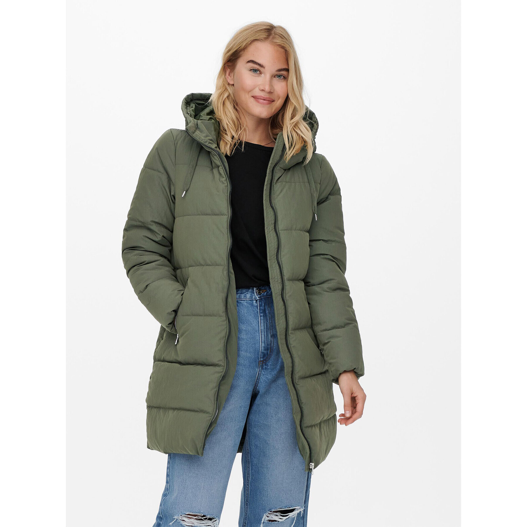 ONLY Пухено яке 15205369 Зелен Regular Fit - Pepit.bg
