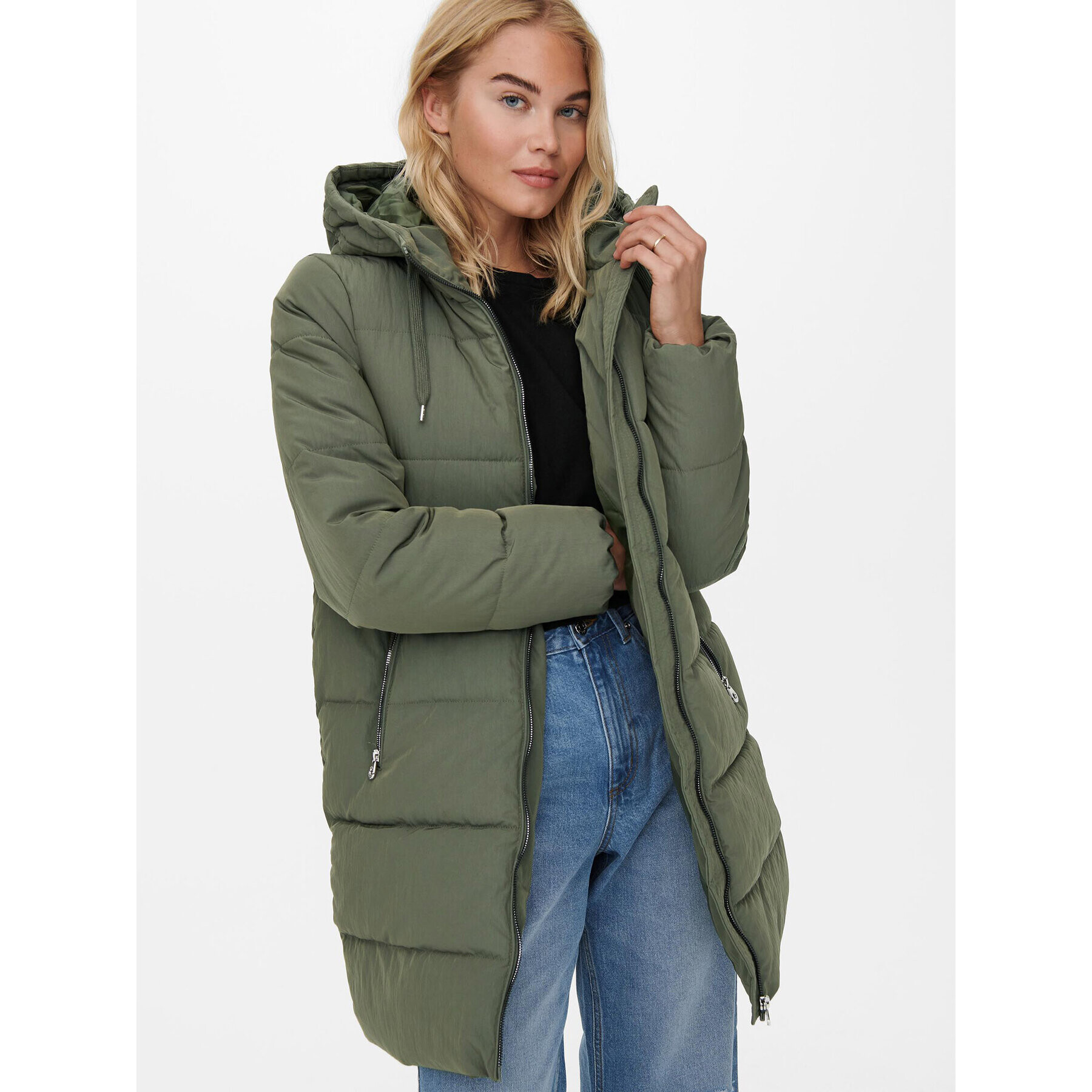 ONLY Пухено яке 15205369 Зелен Regular Fit - Pepit.bg