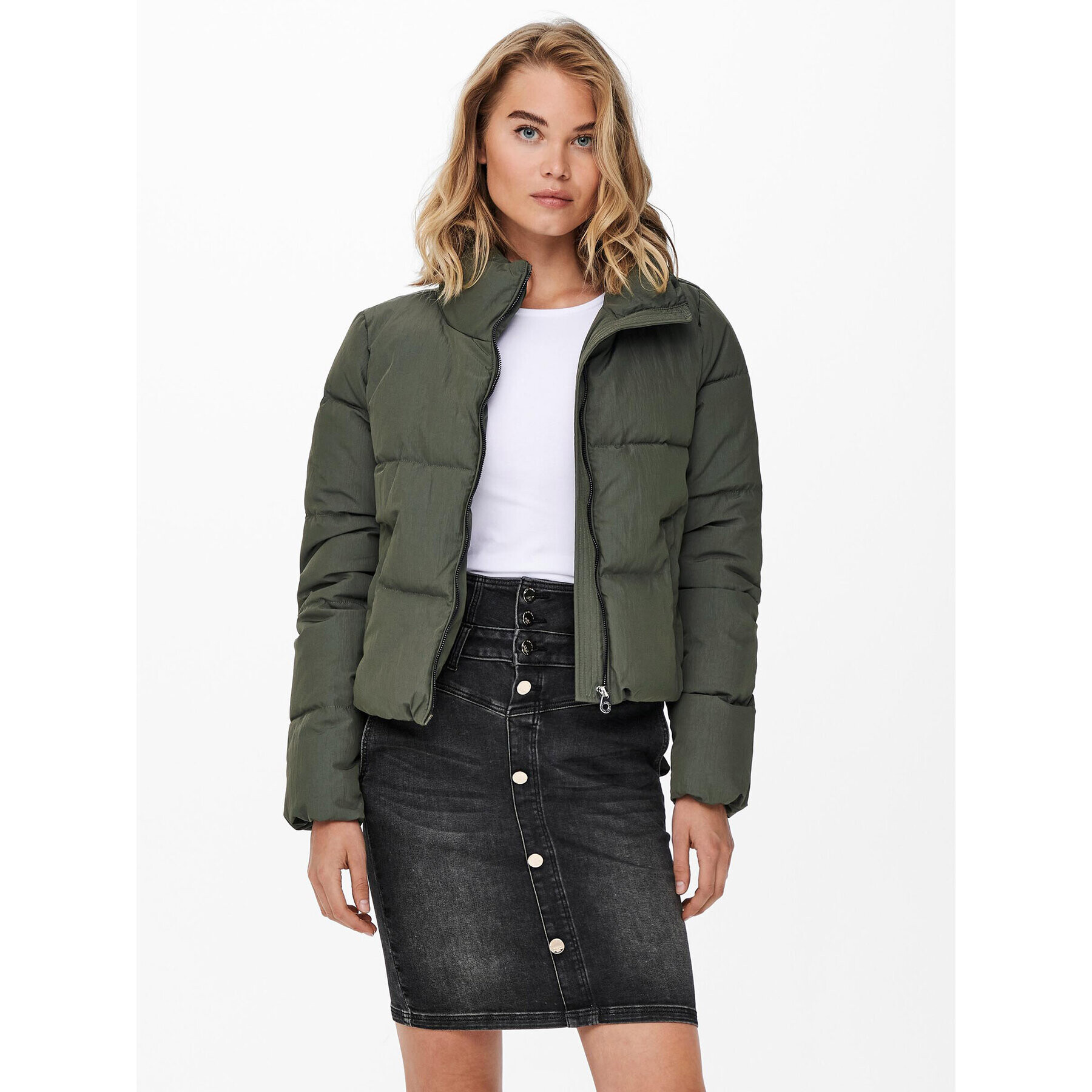 ONLY Пухено яке 15205371 Зелен Regular Fit - Pepit.bg
