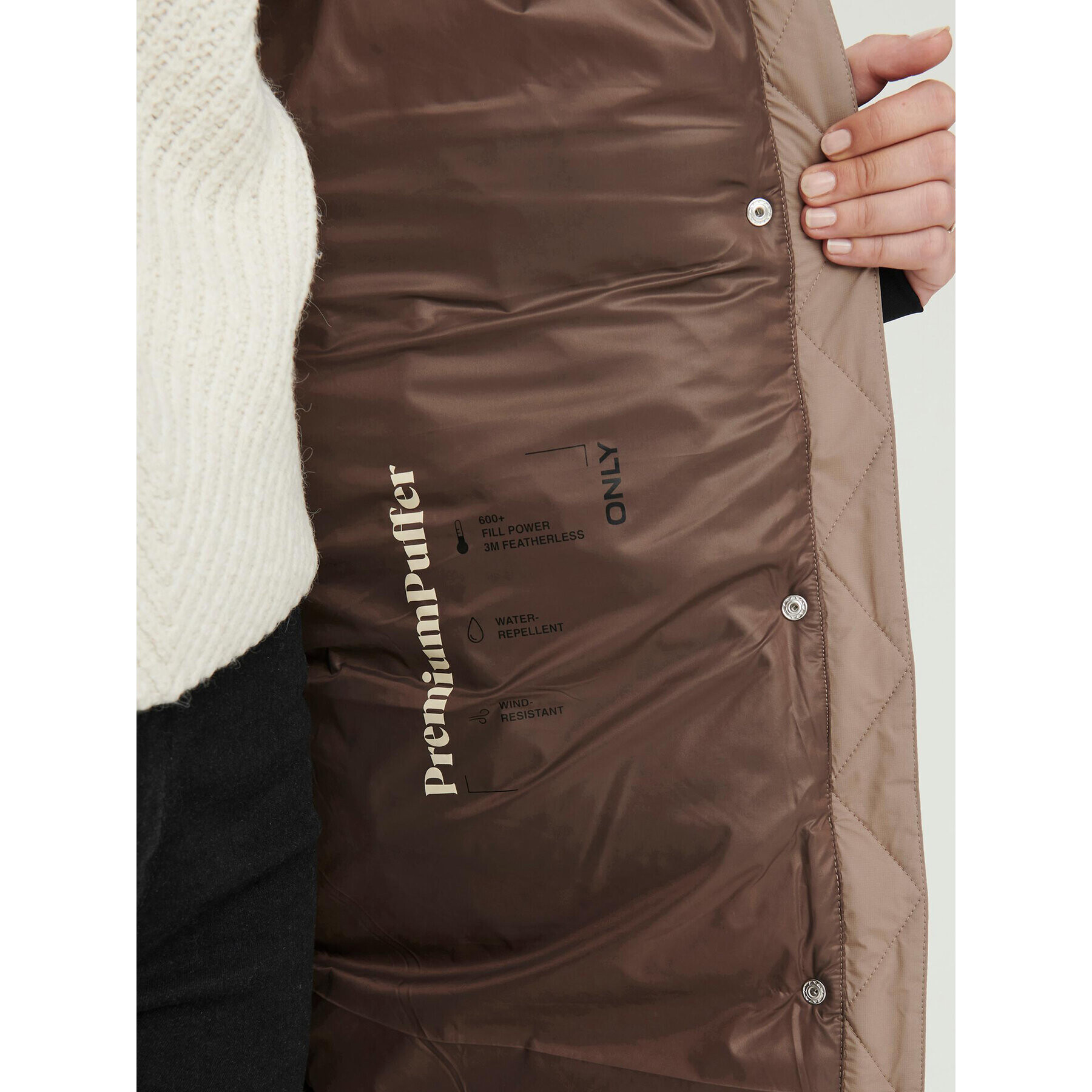 ONLY Пухено яке 15287913 Бежов Regular Fit - Pepit.bg