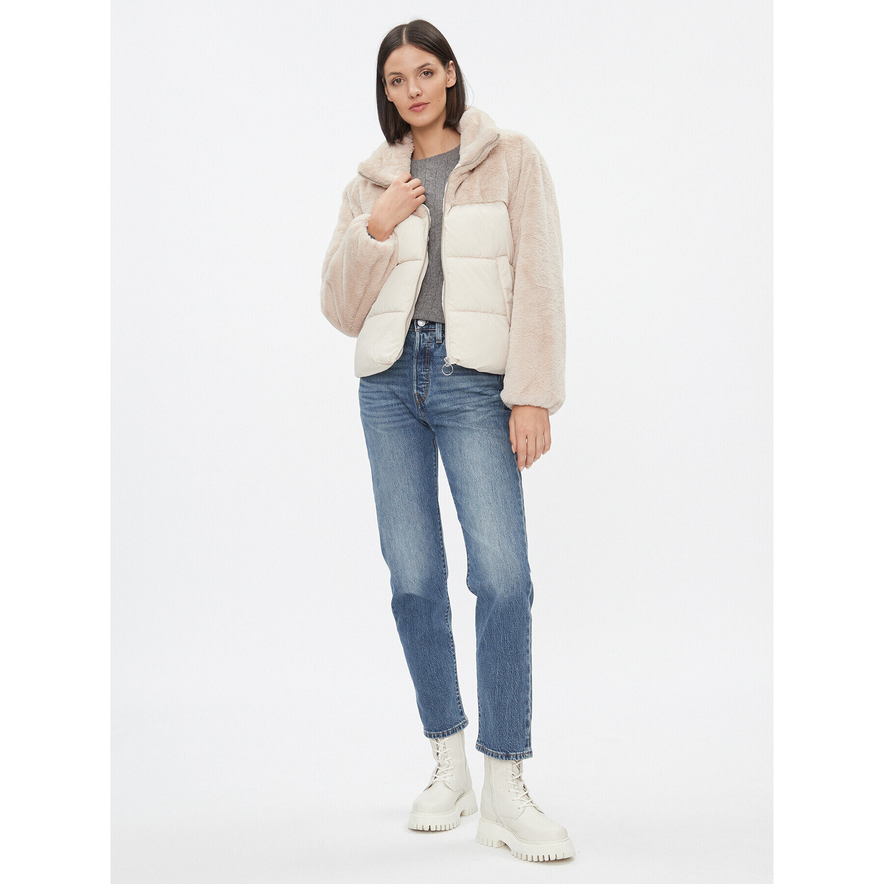 ONLY Пухено яке 15292945 Бежов Regular Fit - Pepit.bg
