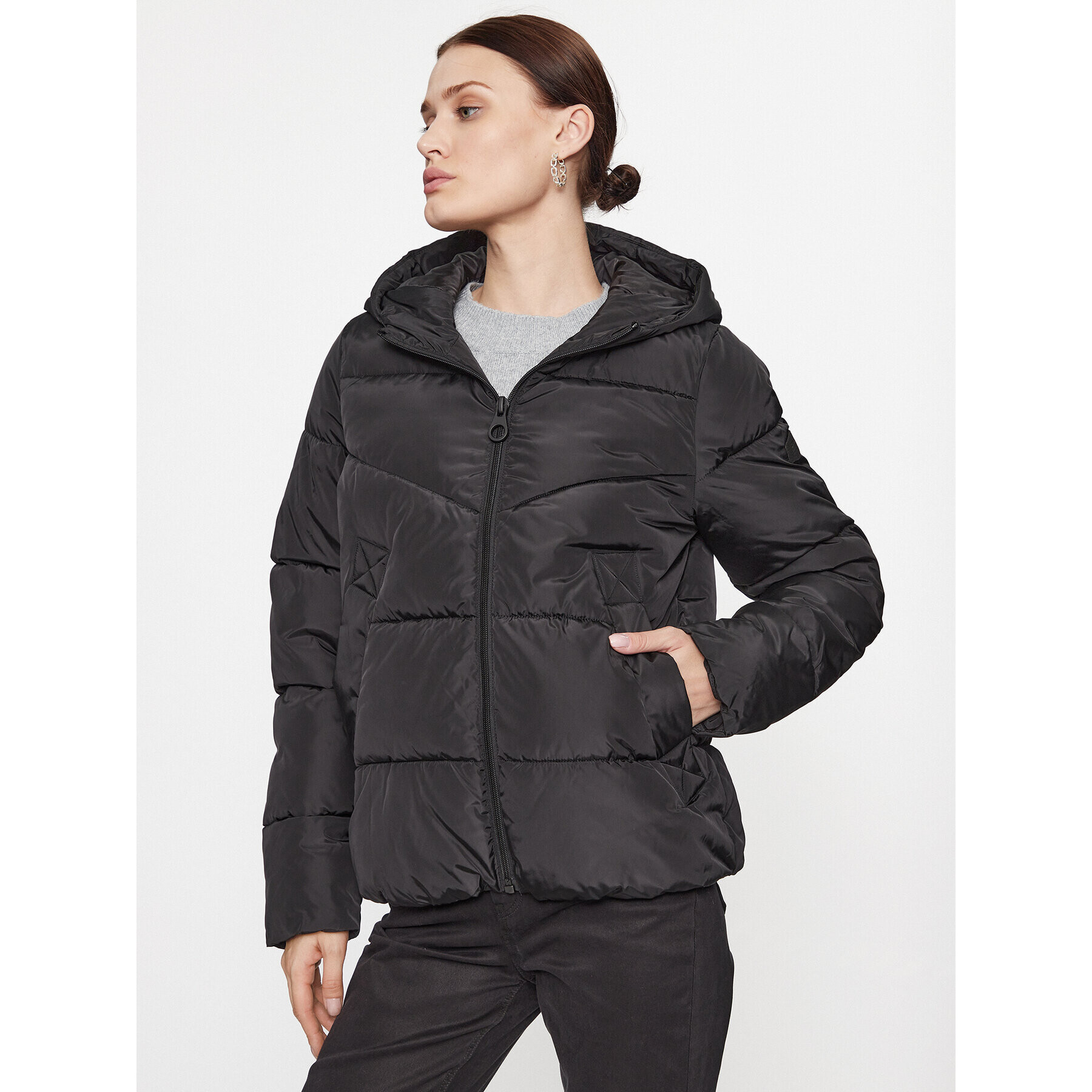 ONLY Пухено яке 15300257 Черен Regular Fit - Pepit.bg