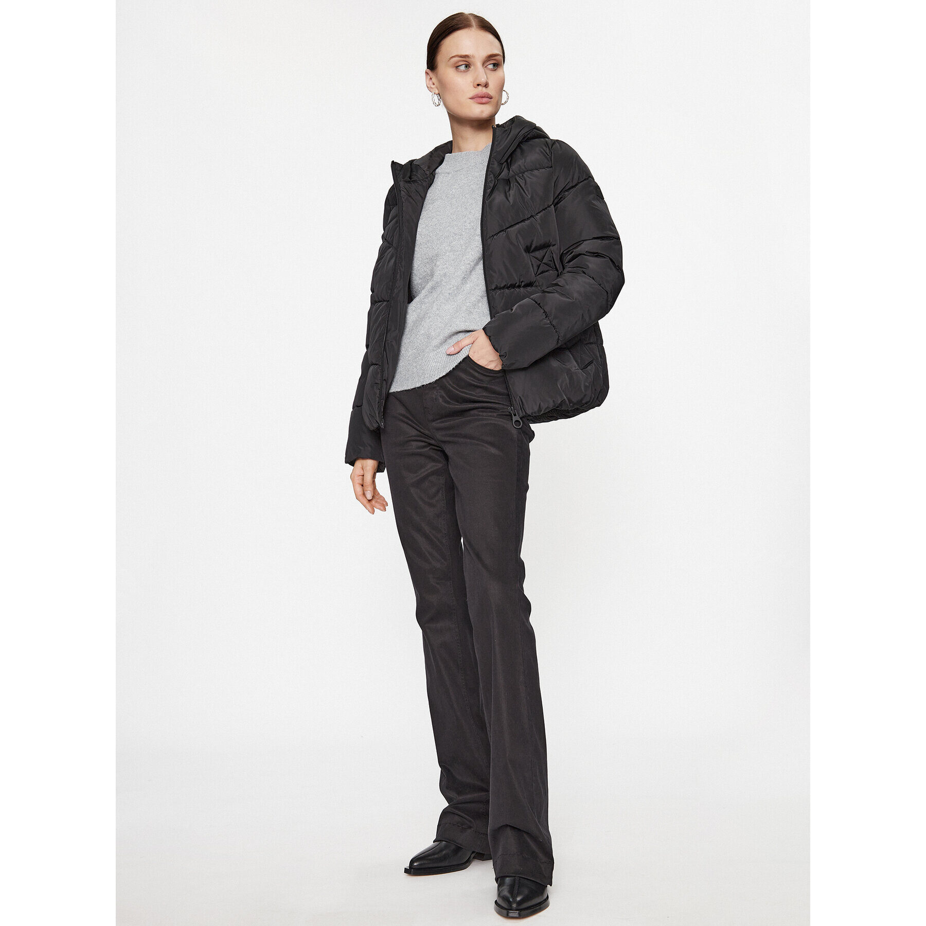 ONLY Пухено яке 15300257 Черен Regular Fit - Pepit.bg
