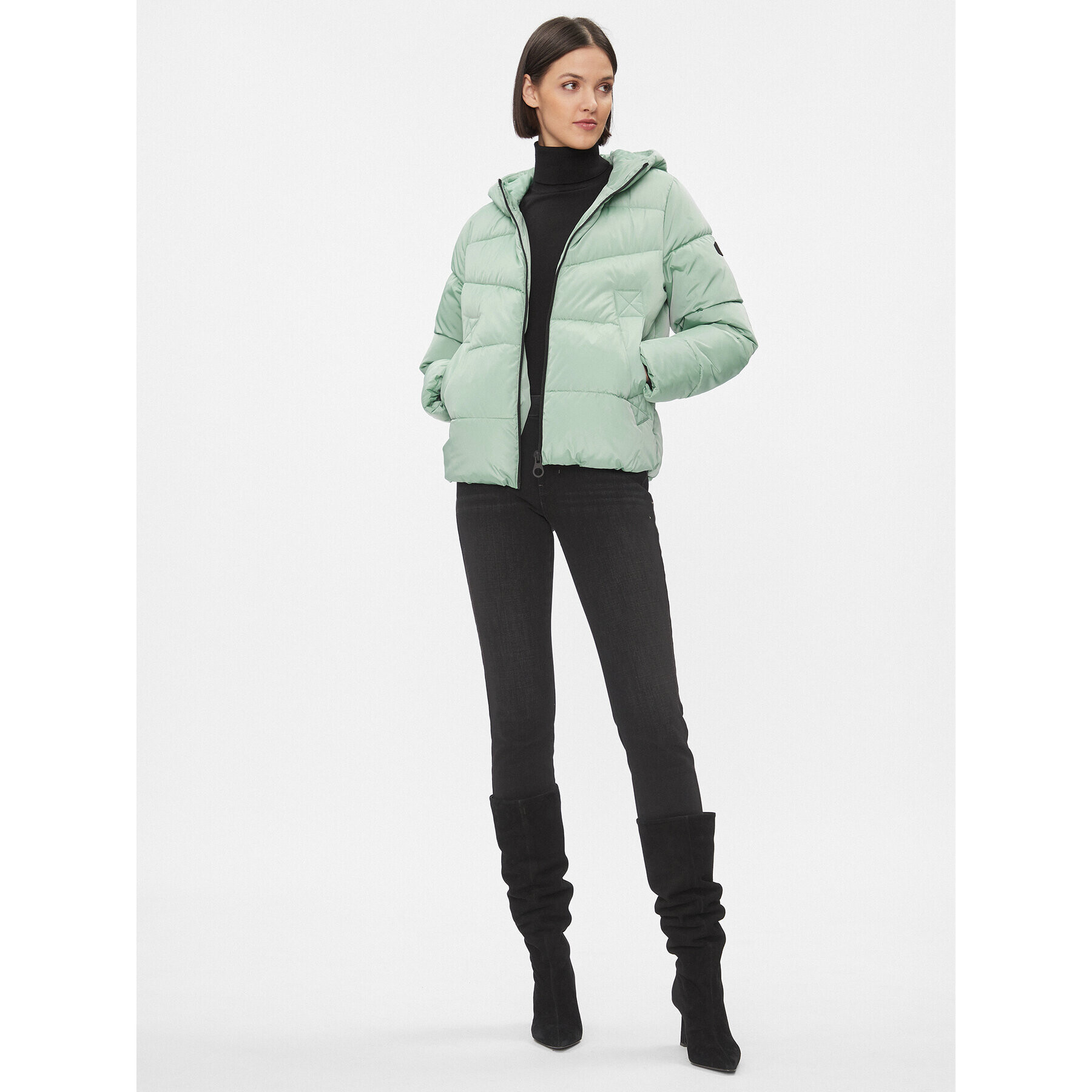 ONLY Пухено яке 15300257 Зелен Regular Fit - Pepit.bg
