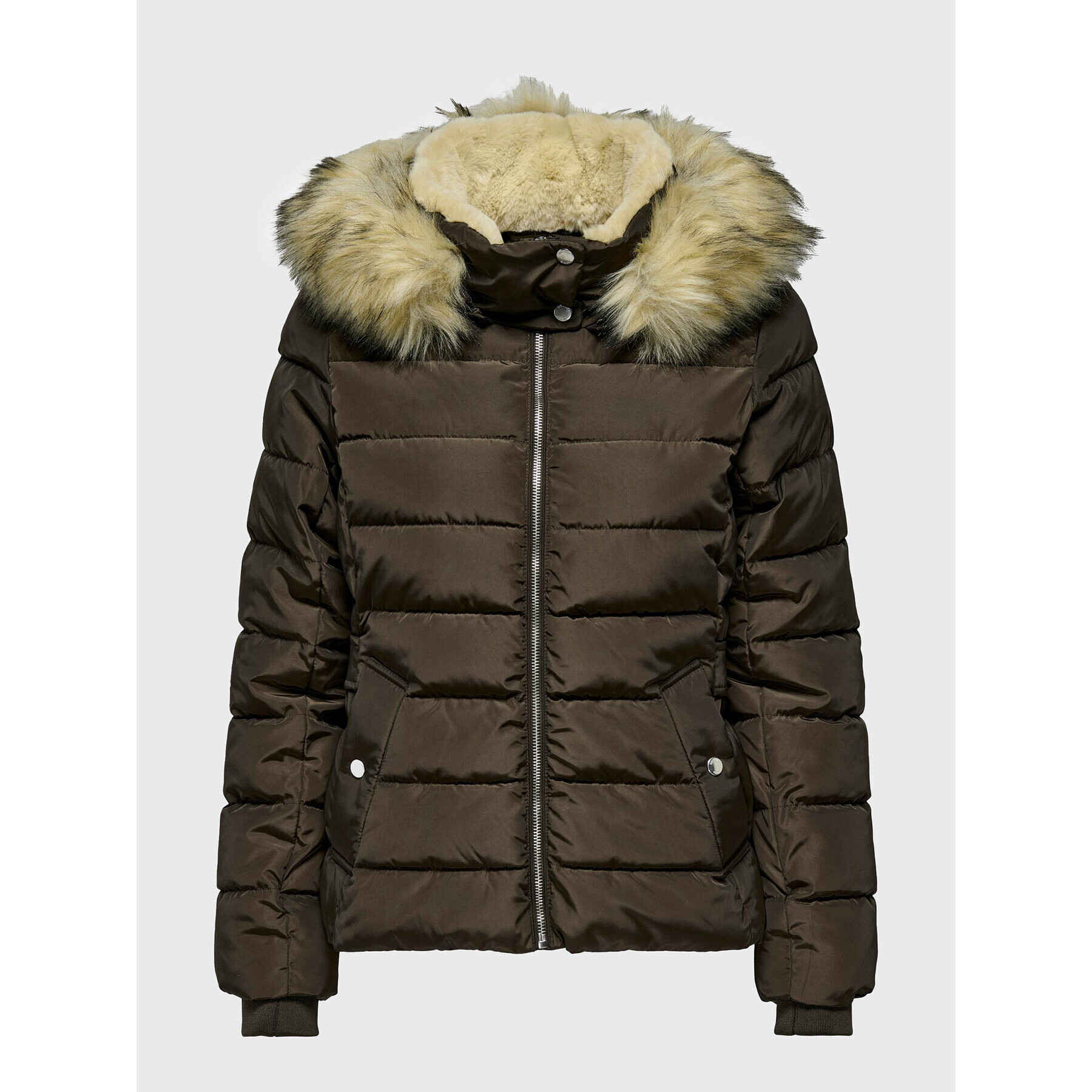 ONLY Пухено яке Camilla 15204607 Кафяв Regular Fit - Pepit.bg