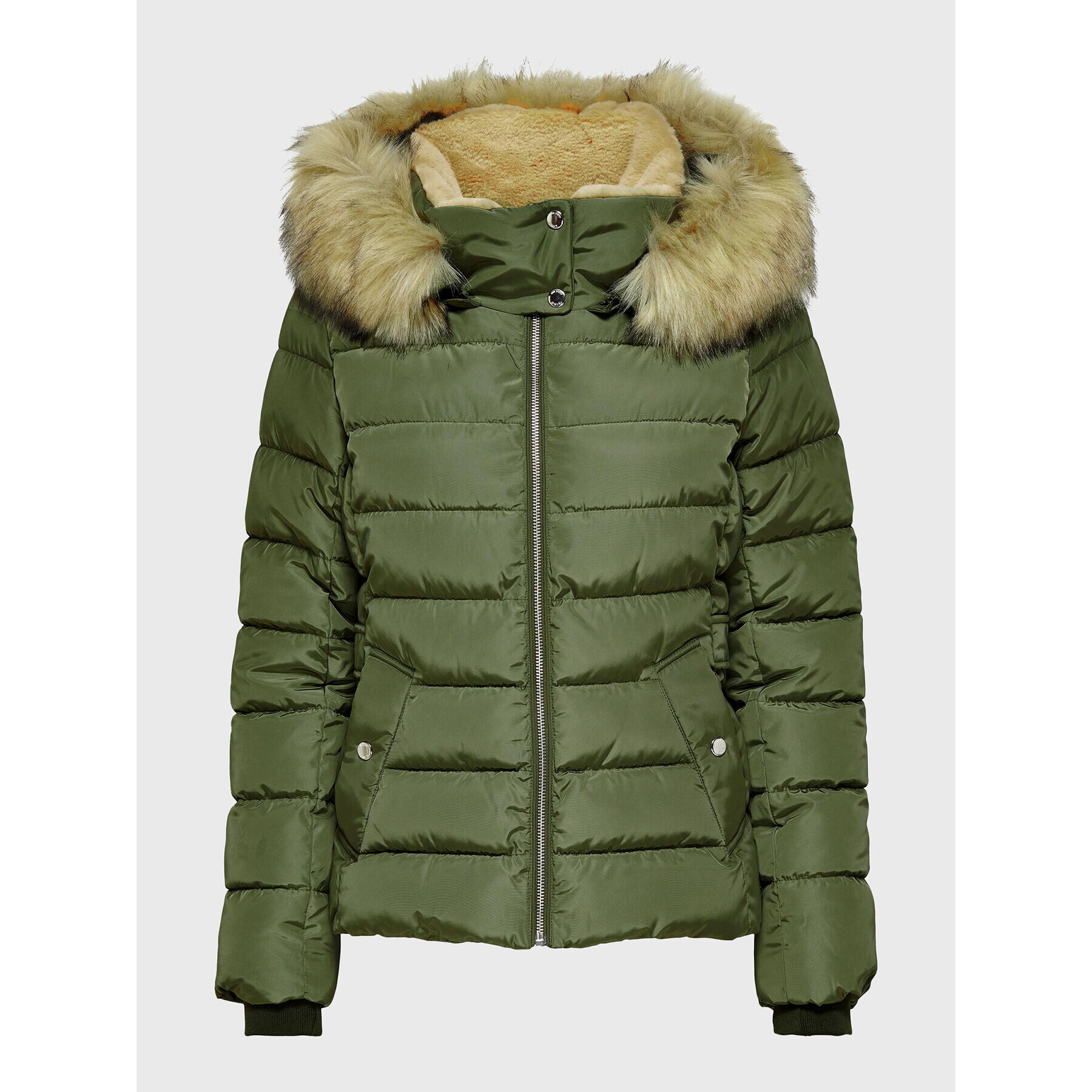 ONLY Пухено яке Camilla 15204607 Зелен Regular Fit - Pepit.bg