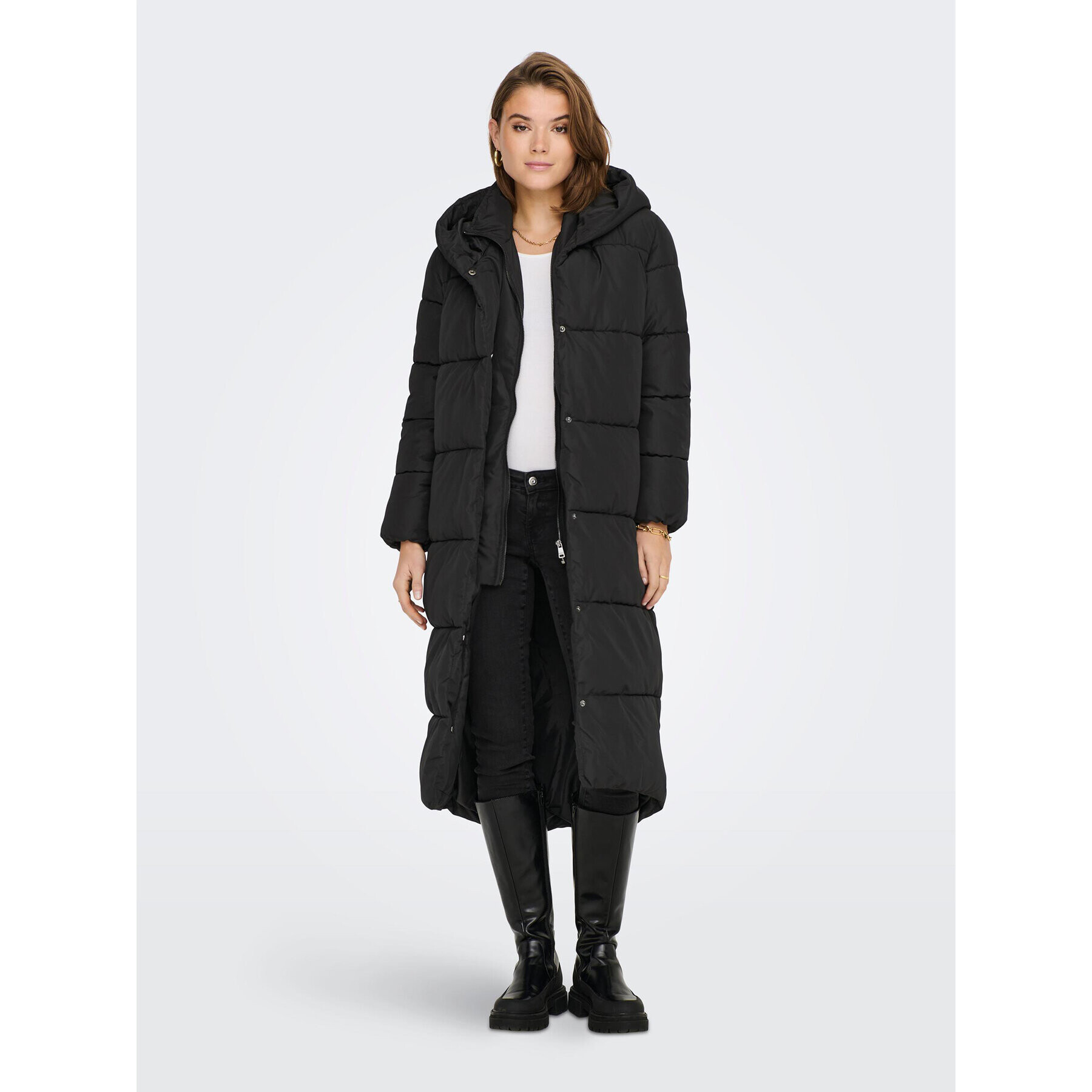 ONLY Пухено яке X-Long 15247829 Черен Regular Fit - Pepit.bg