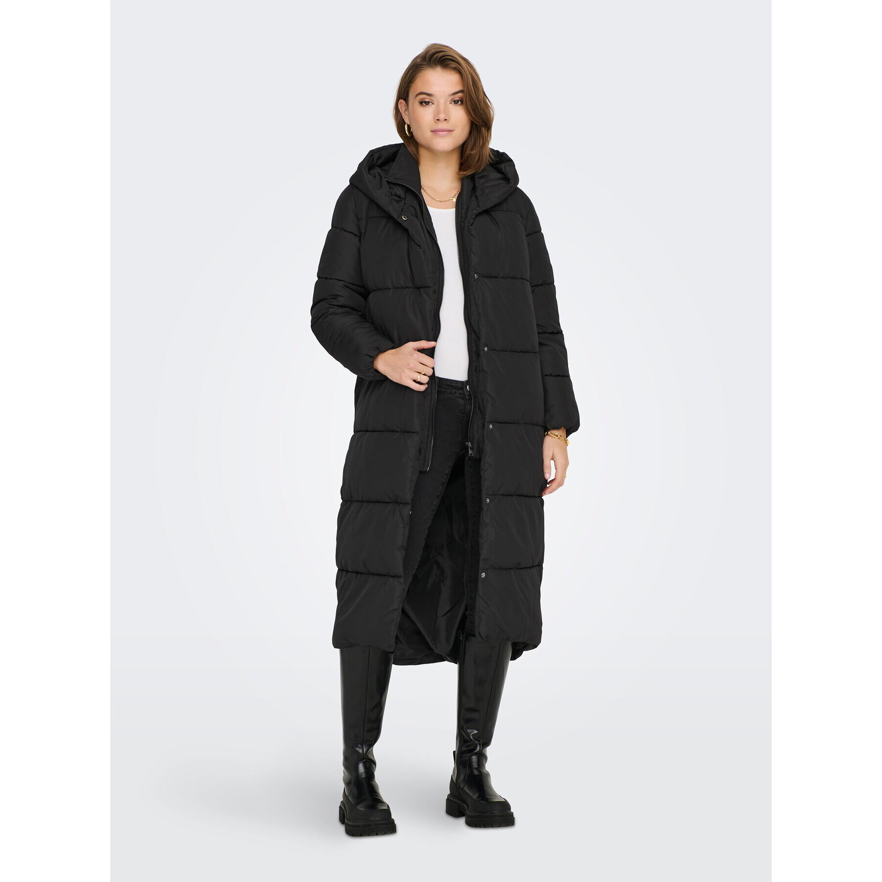 ONLY Пухено яке X-Long 15247829 Черен Regular Fit - Pepit.bg