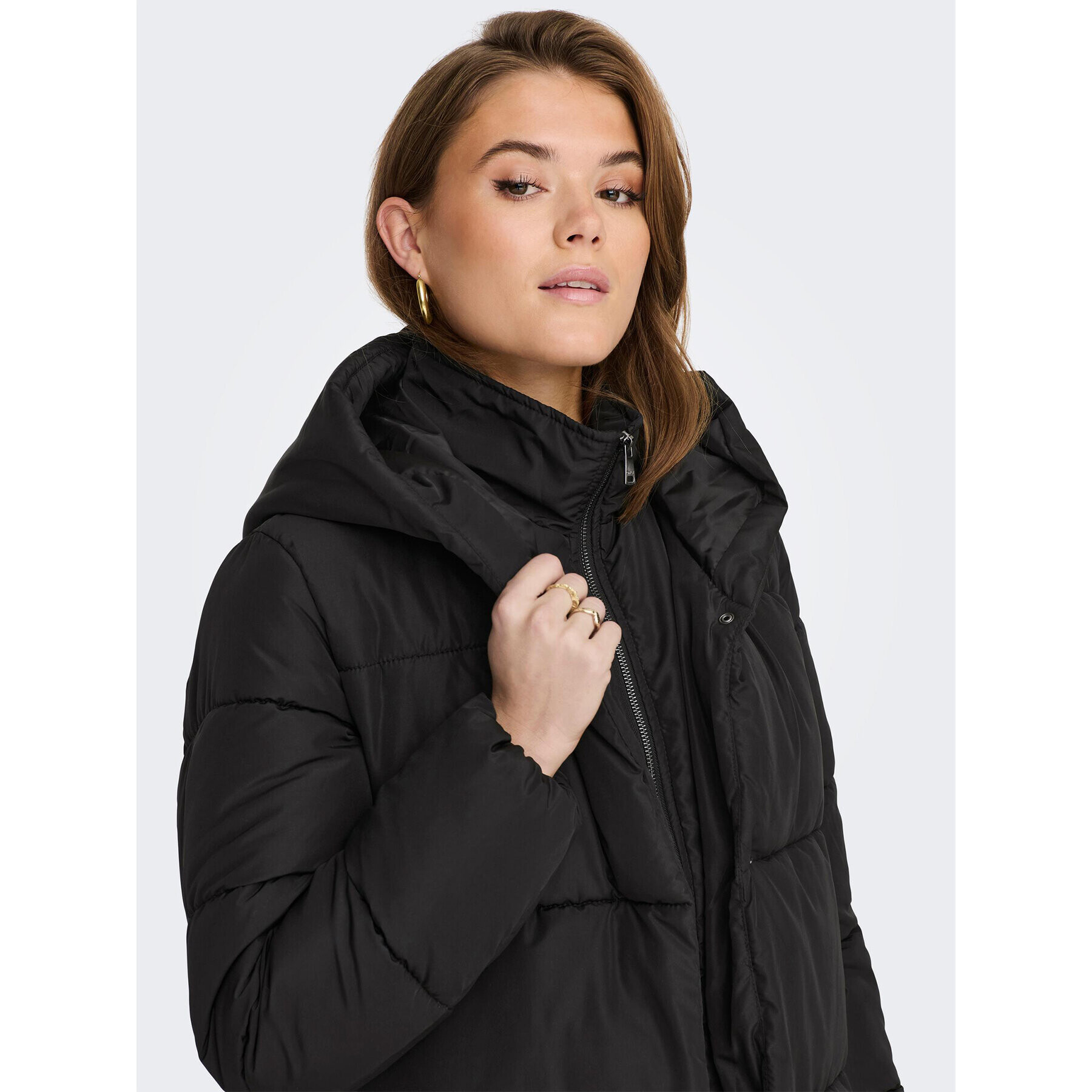 ONLY Пухено яке X-Long 15247829 Черен Regular Fit - Pepit.bg