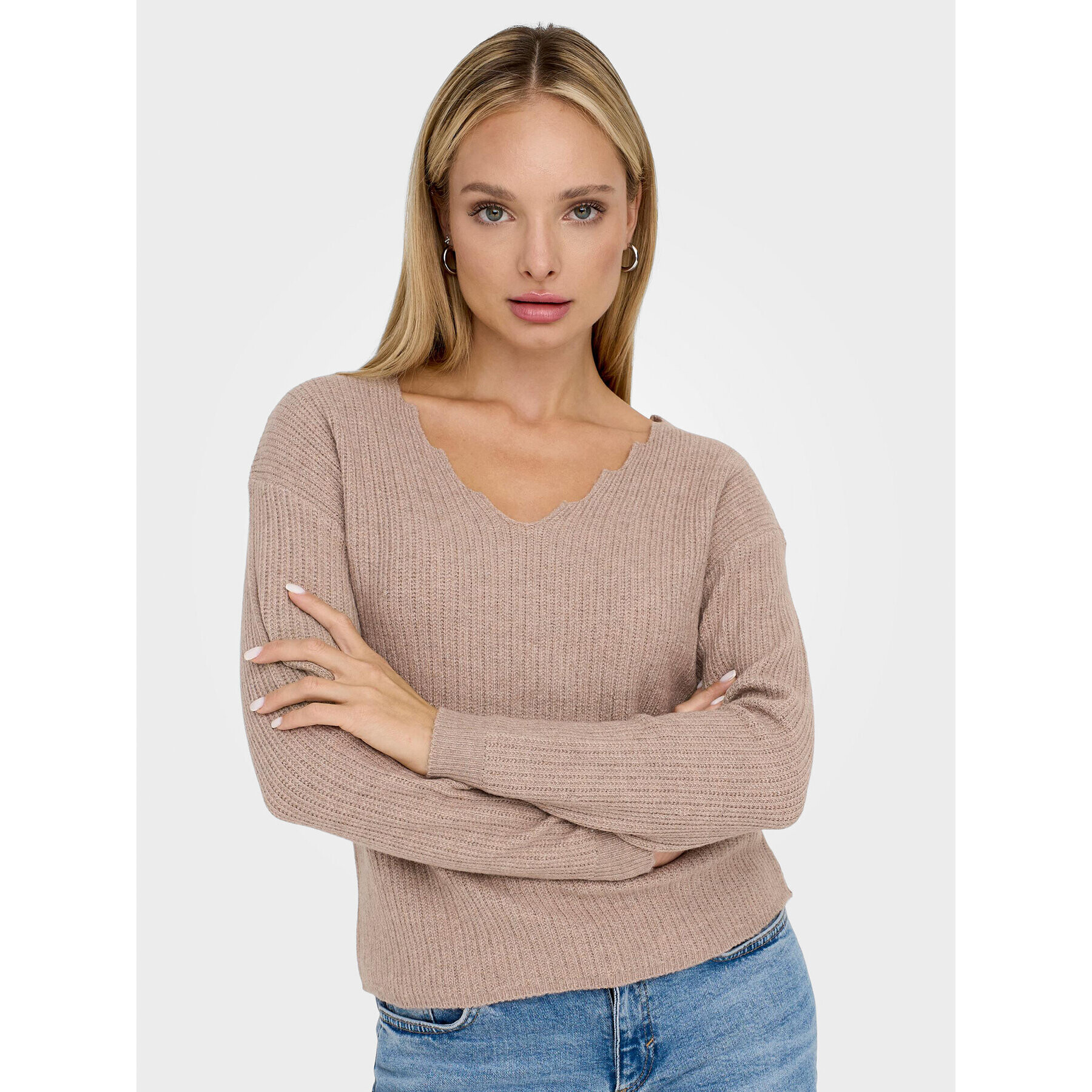 ONLY Пуловер 15297168 Кафяв Regular Fit - Pepit.bg