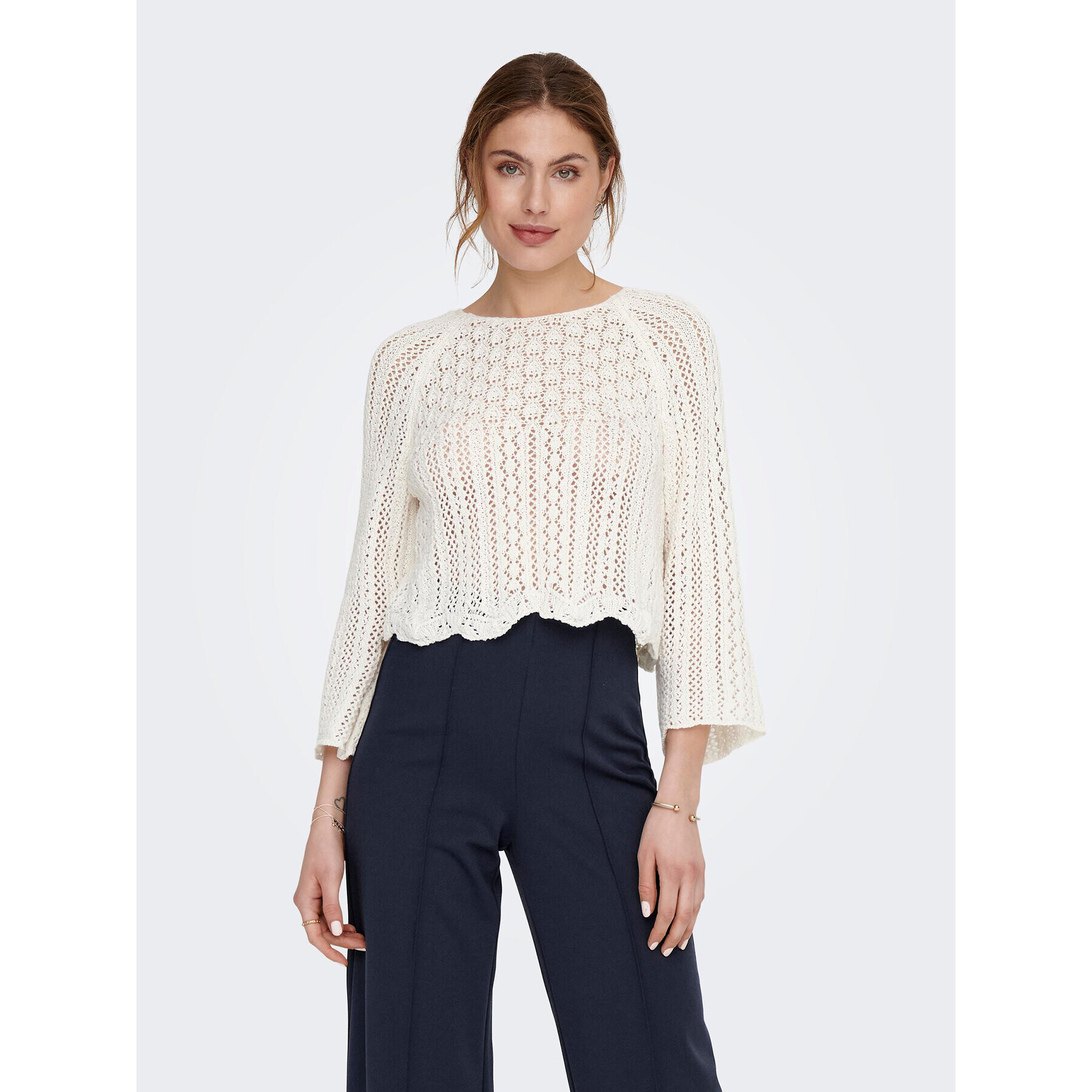 ONLY Пуловер Nola 15233173 Бял Regular Fit - Pepit.bg