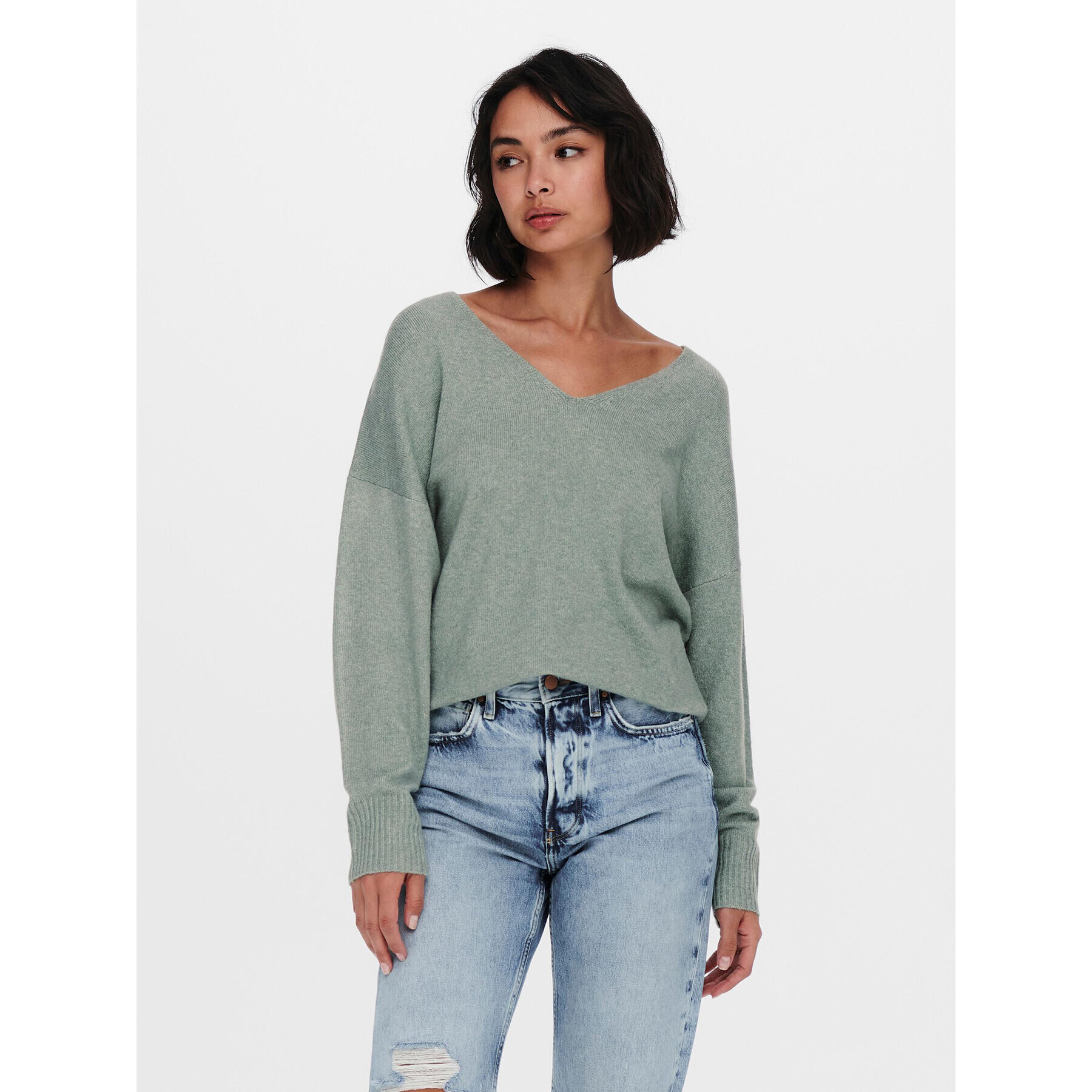 ONLY Пуловер Rica 15224360 Зелен Regular Fit - Pepit.bg