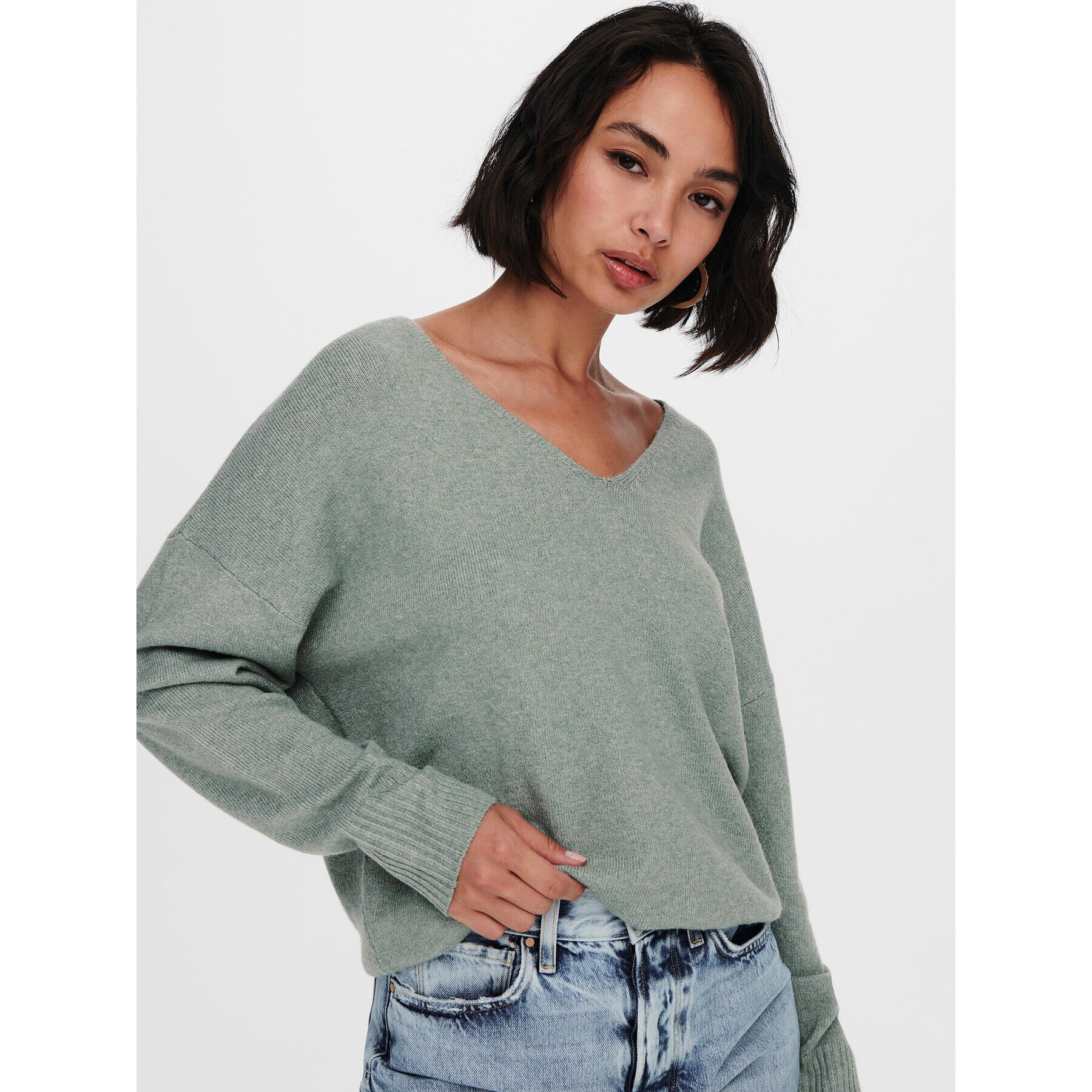 ONLY Пуловер Rica 15224360 Зелен Regular Fit - Pepit.bg