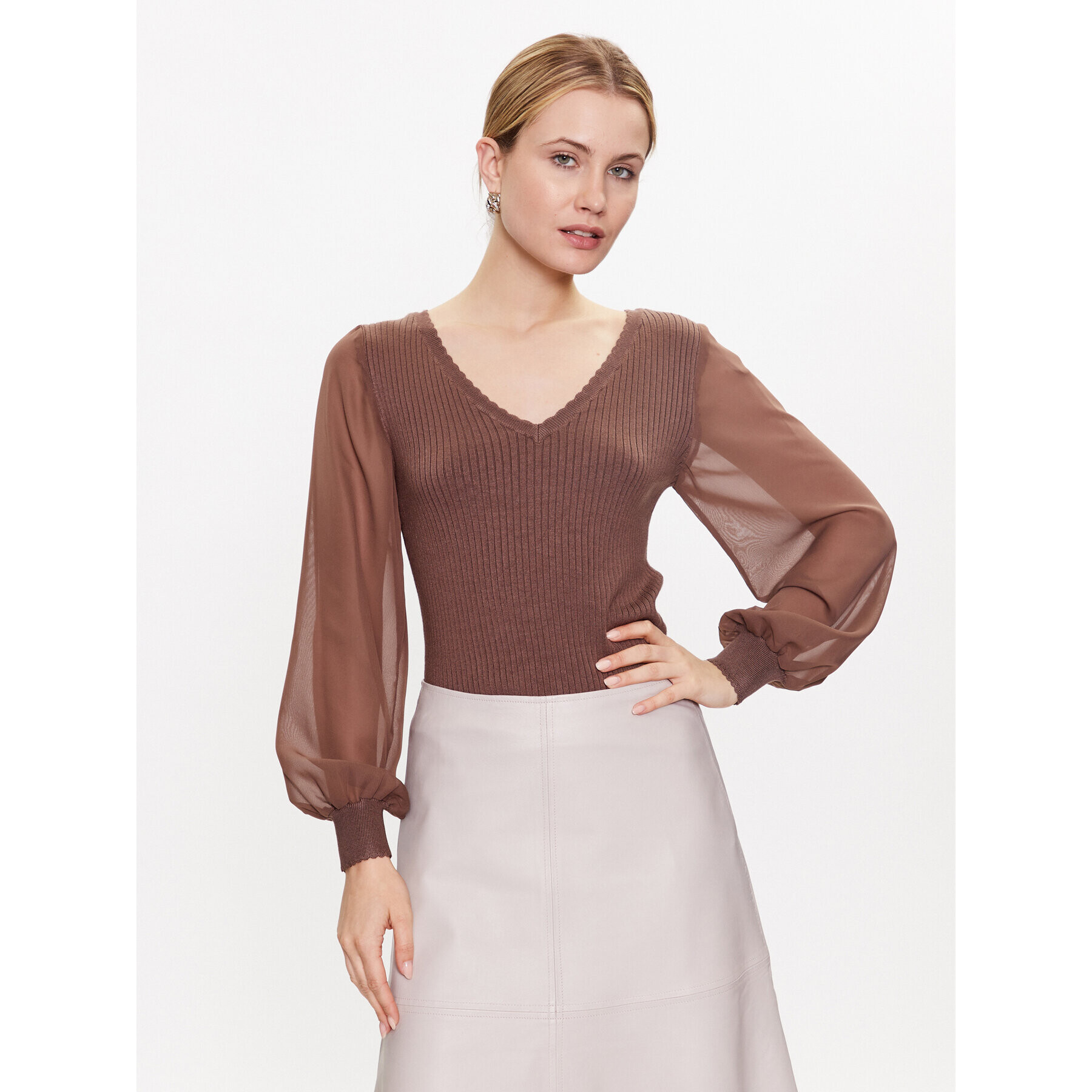 ONLY Пуловер Violetta 15259503 Кафяв Regular Fit - Pepit.bg