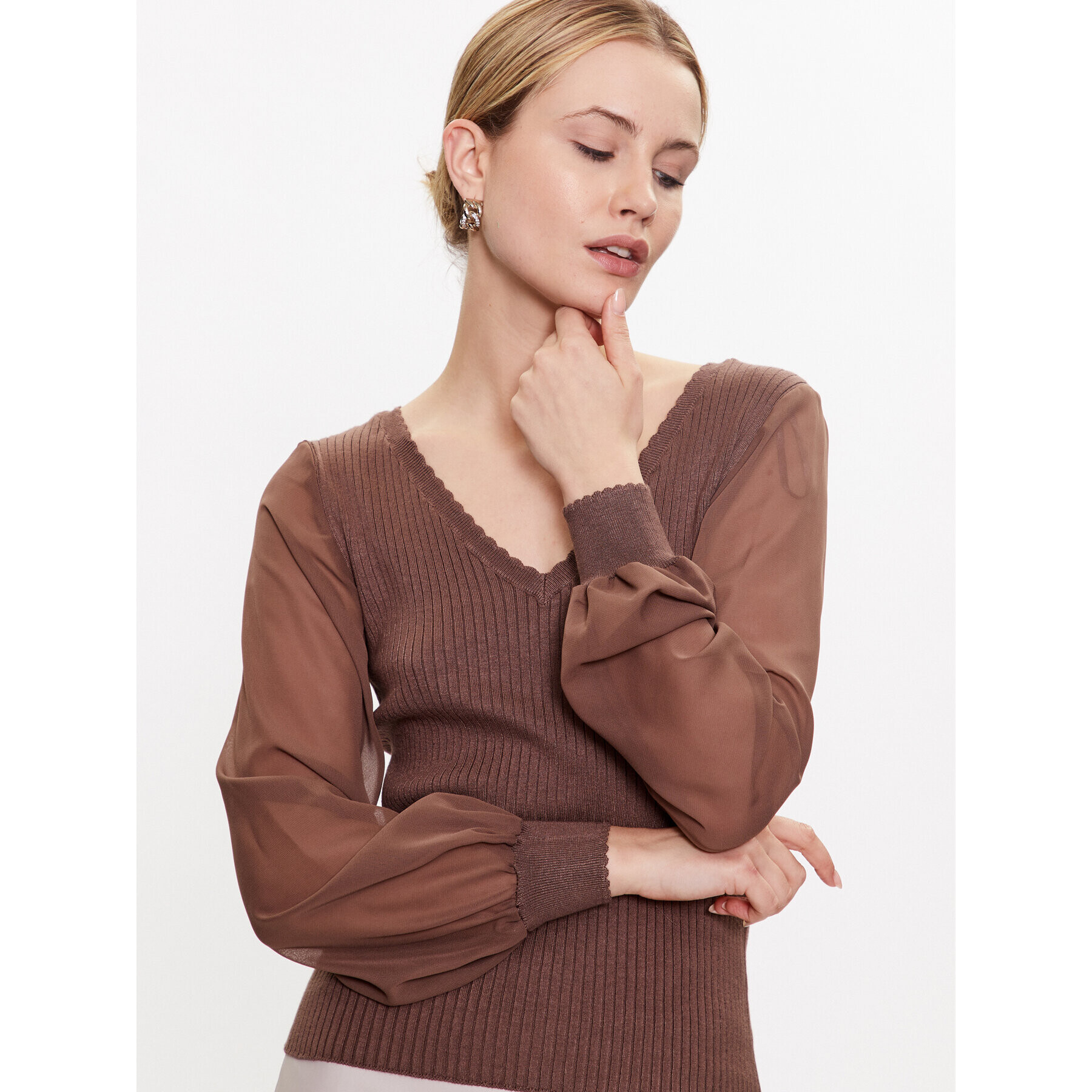 ONLY Пуловер Violetta 15259503 Кафяв Regular Fit - Pepit.bg