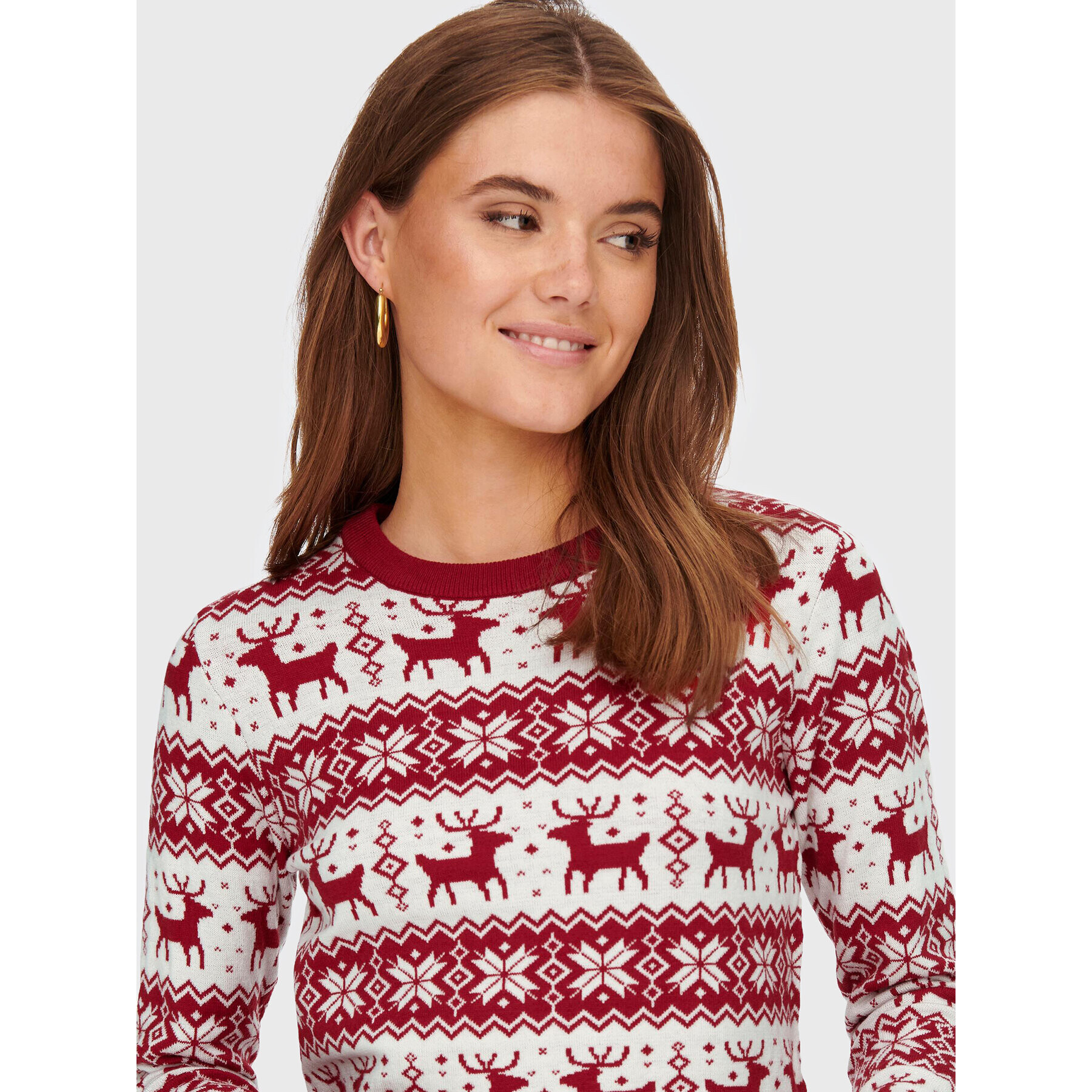 ONLY Пуловер Xmas 15272148 Червен Regular Fit - Pepit.bg