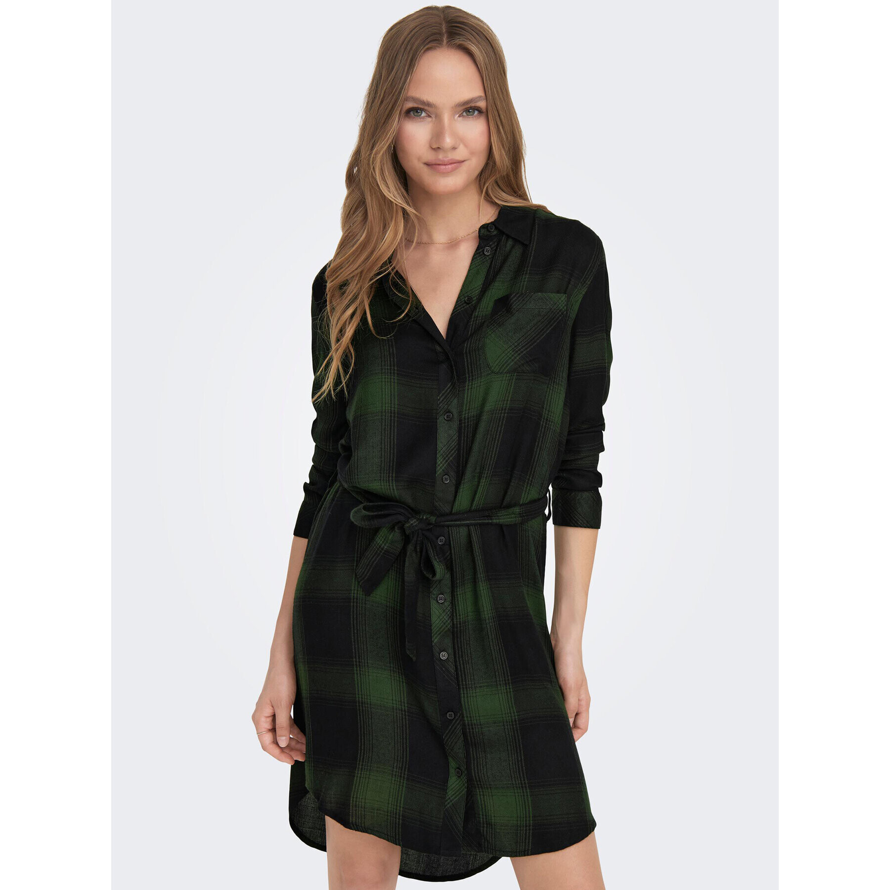 ONLY Рокля тип риза 15238033 Зелен Regular Fit - Pepit.bg