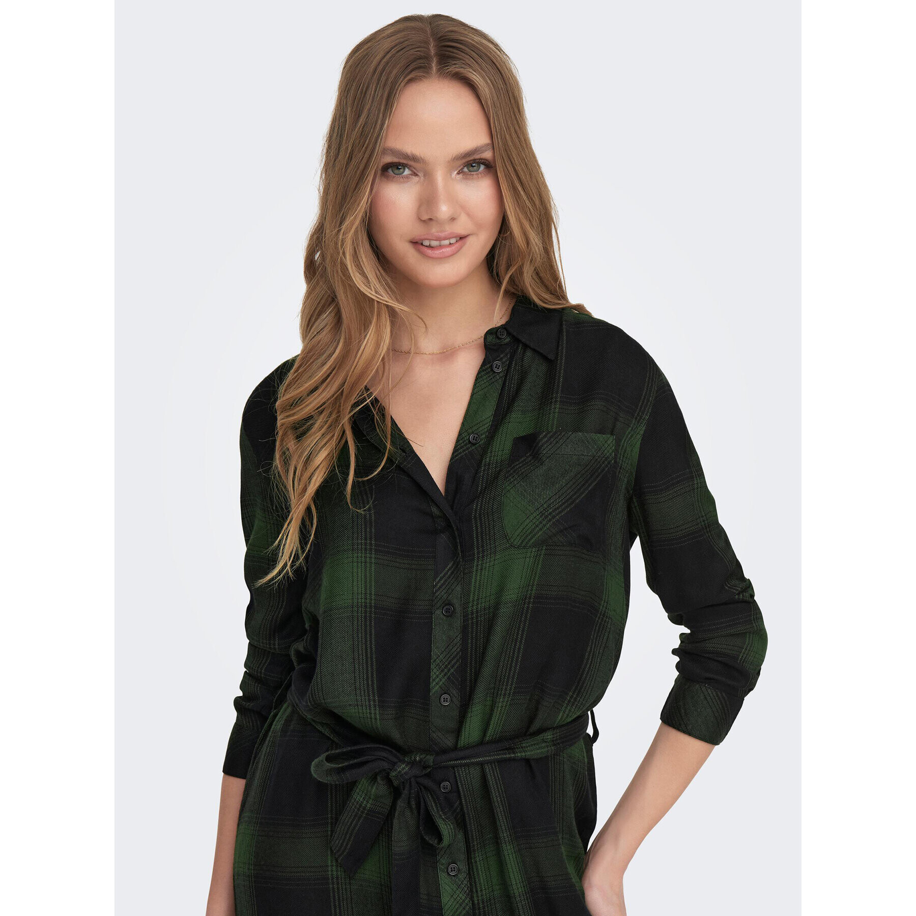 ONLY Рокля тип риза 15238033 Зелен Regular Fit - Pepit.bg