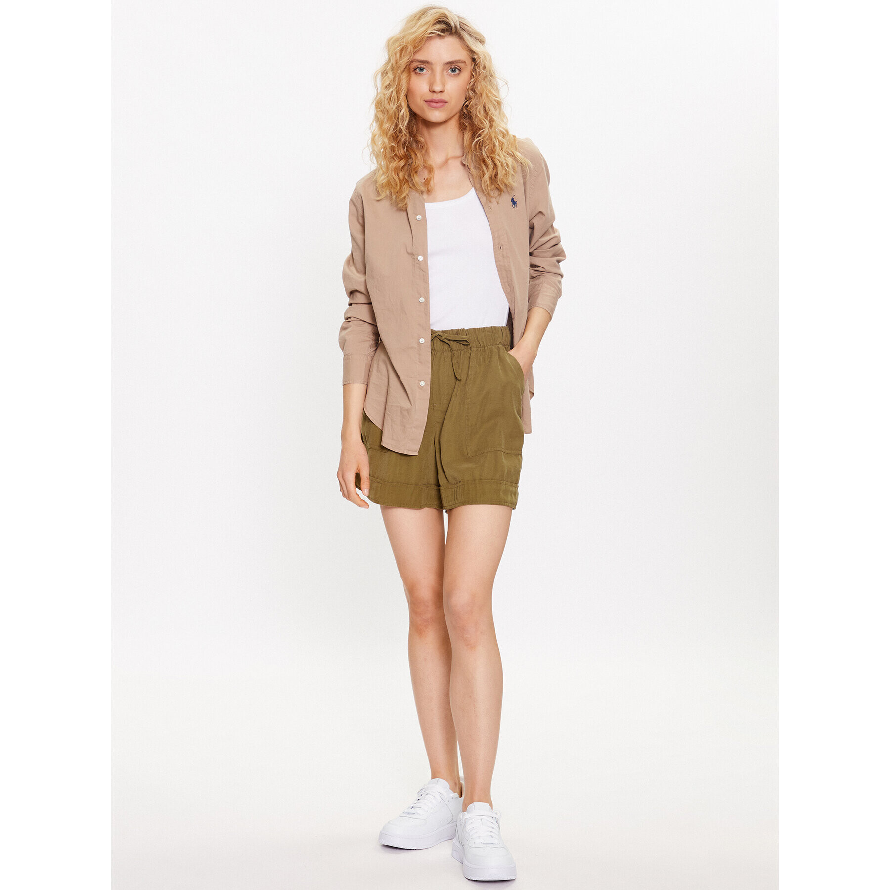 ONLY Шорти от плат 15291256 Зелен Regular Fit - Pepit.bg