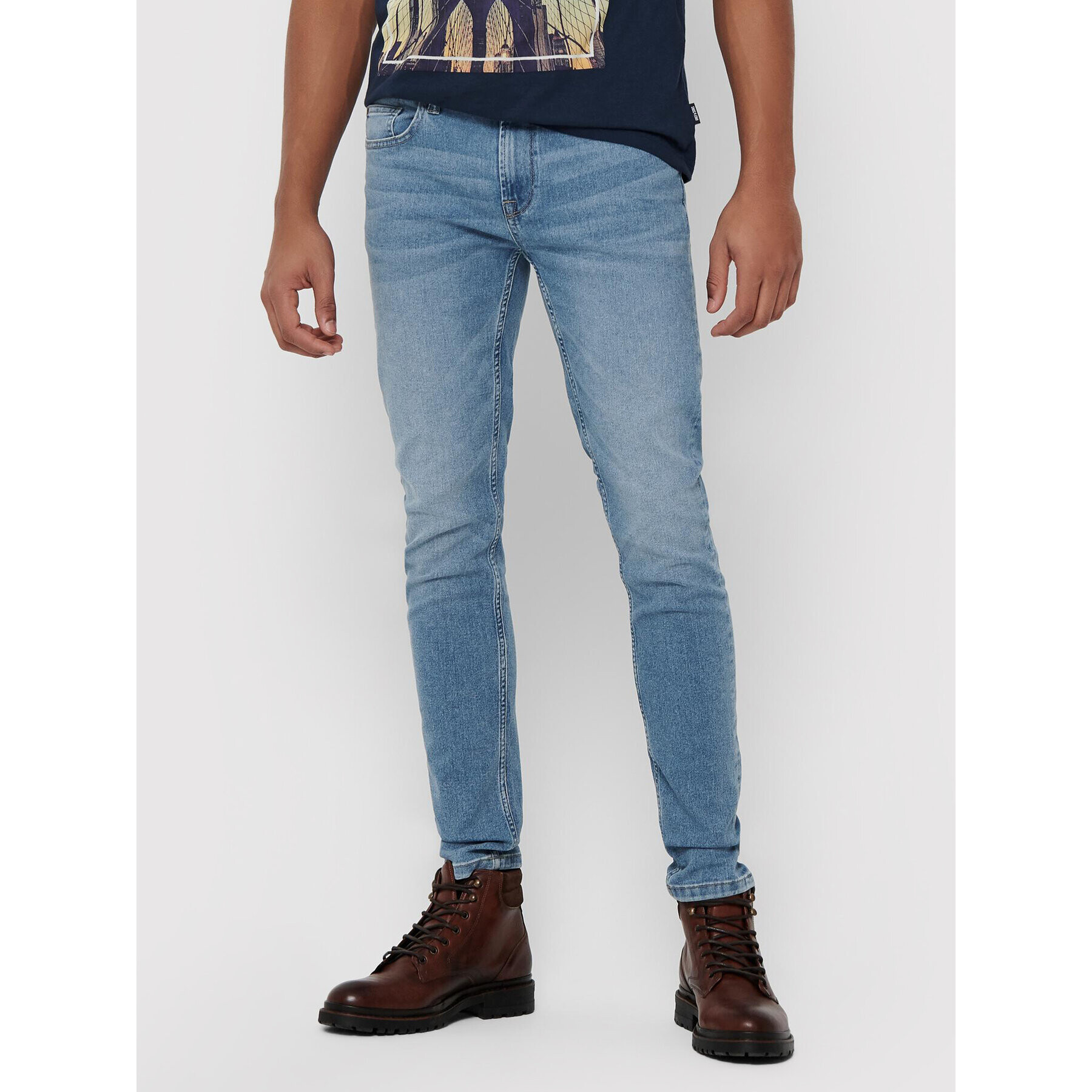 Only & Sons Дънки Warp 22015149 Син Skinny Fit - Pepit.bg