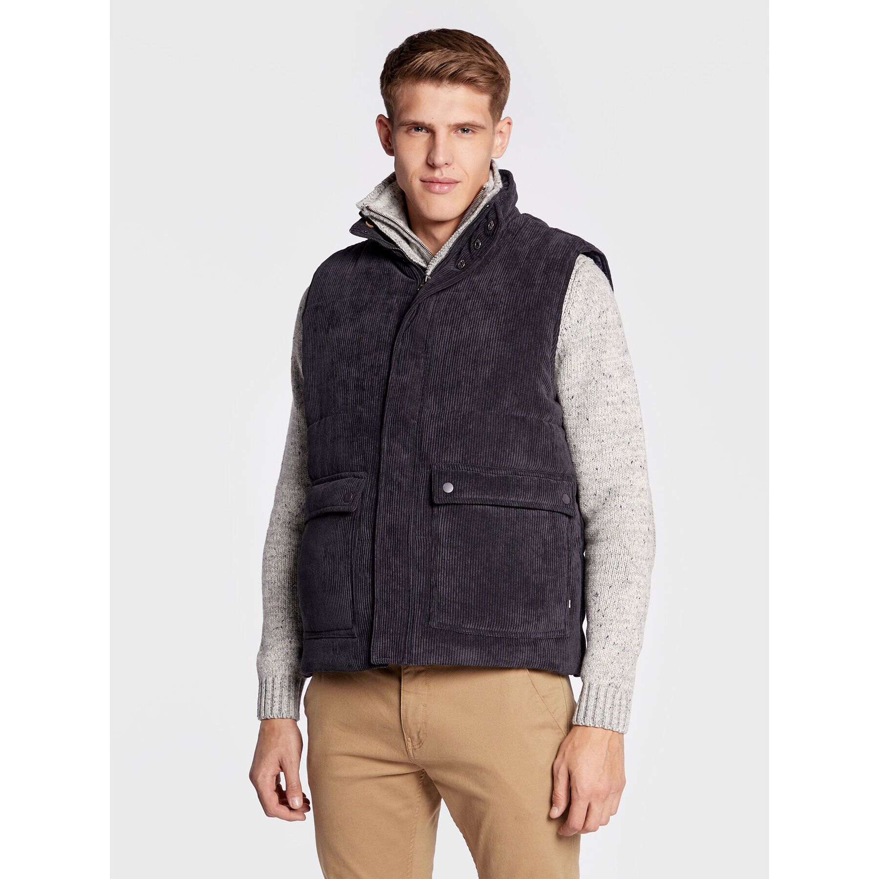 Only & Sons Елек Cash Corduroy 22022506 Сив Regular Fit - Pepit.bg