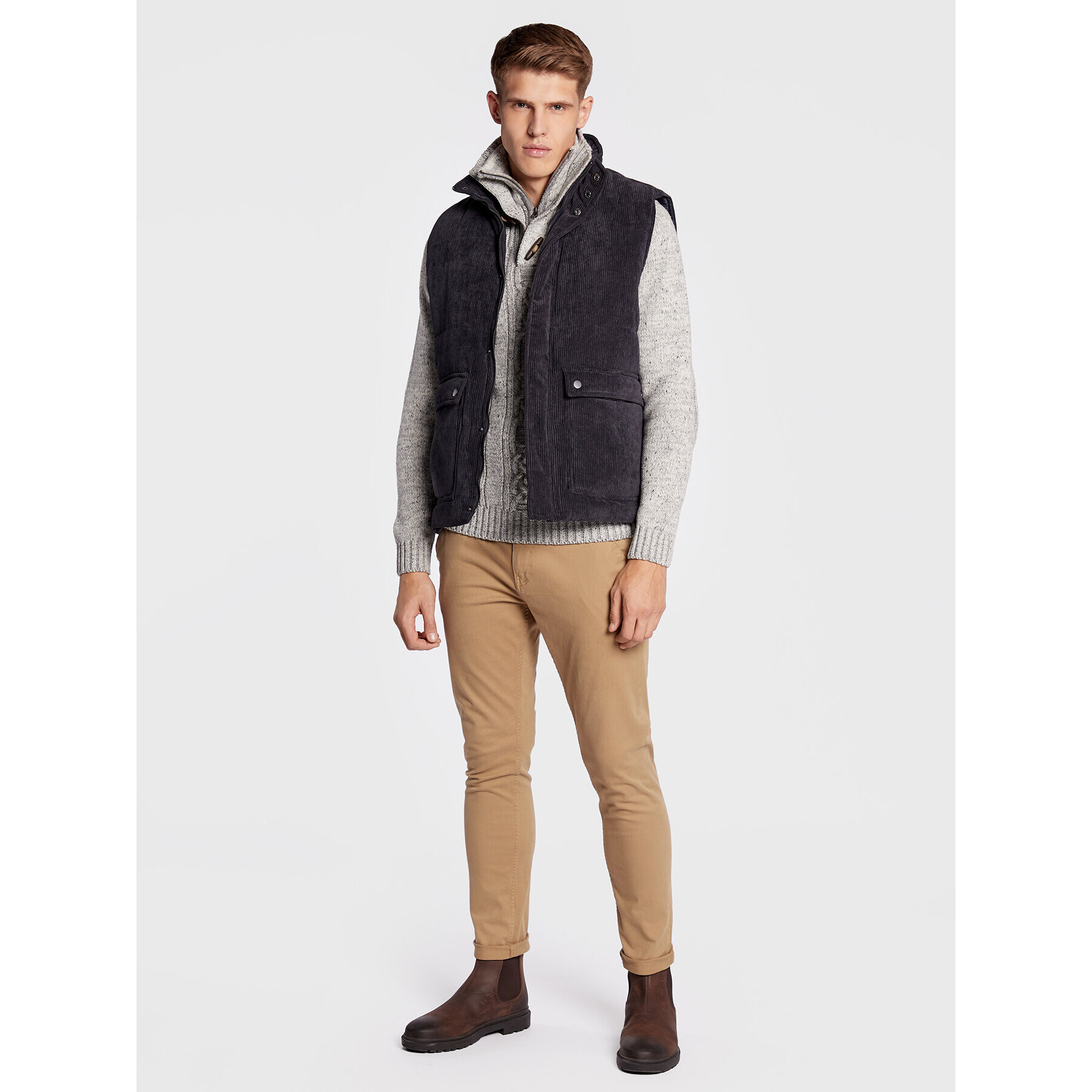 Only & Sons Елек Cash Corduroy 22022506 Сив Regular Fit - Pepit.bg