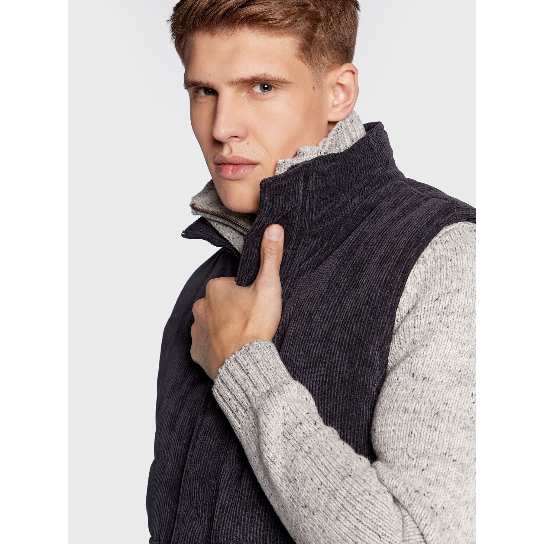 Only & Sons Елек Cash Corduroy 22022506 Сив Regular Fit - Pepit.bg