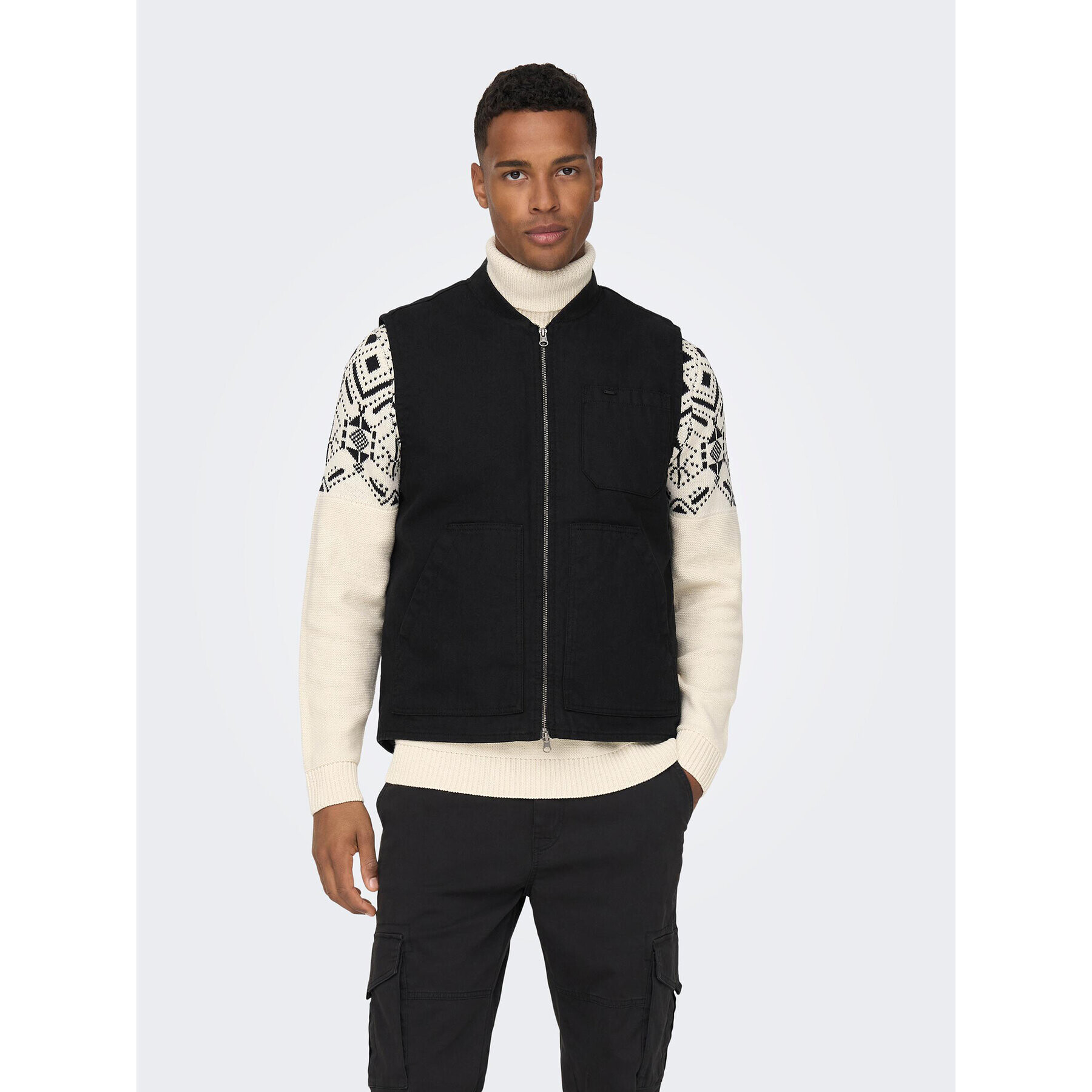 Only & Sons Елек Earl Canwas 22024178 Черен Regular Fit - Pepit.bg