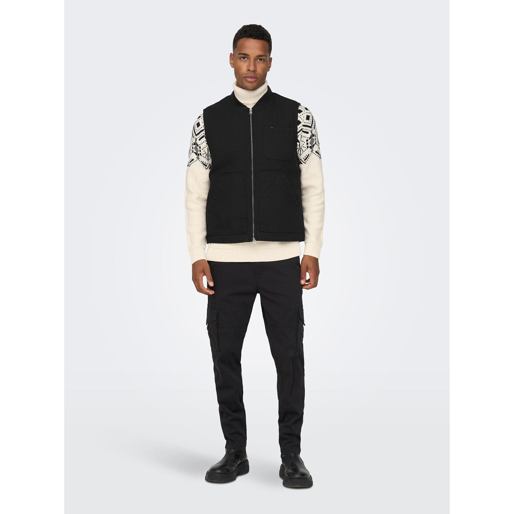 Only & Sons Елек Earl Canwas 22024178 Черен Regular Fit - Pepit.bg