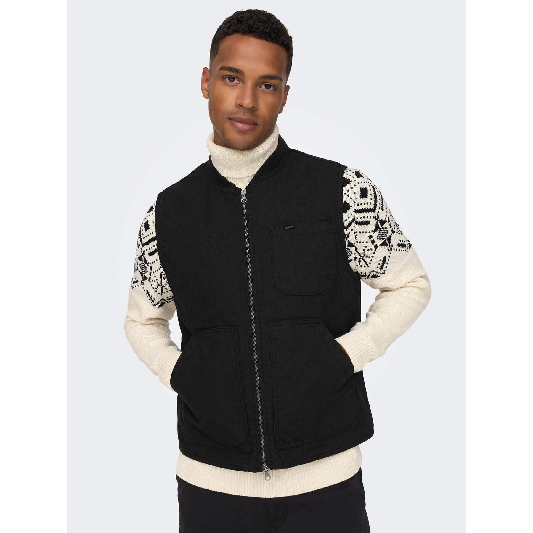 Only & Sons Елек Earl Canwas 22024178 Черен Regular Fit - Pepit.bg