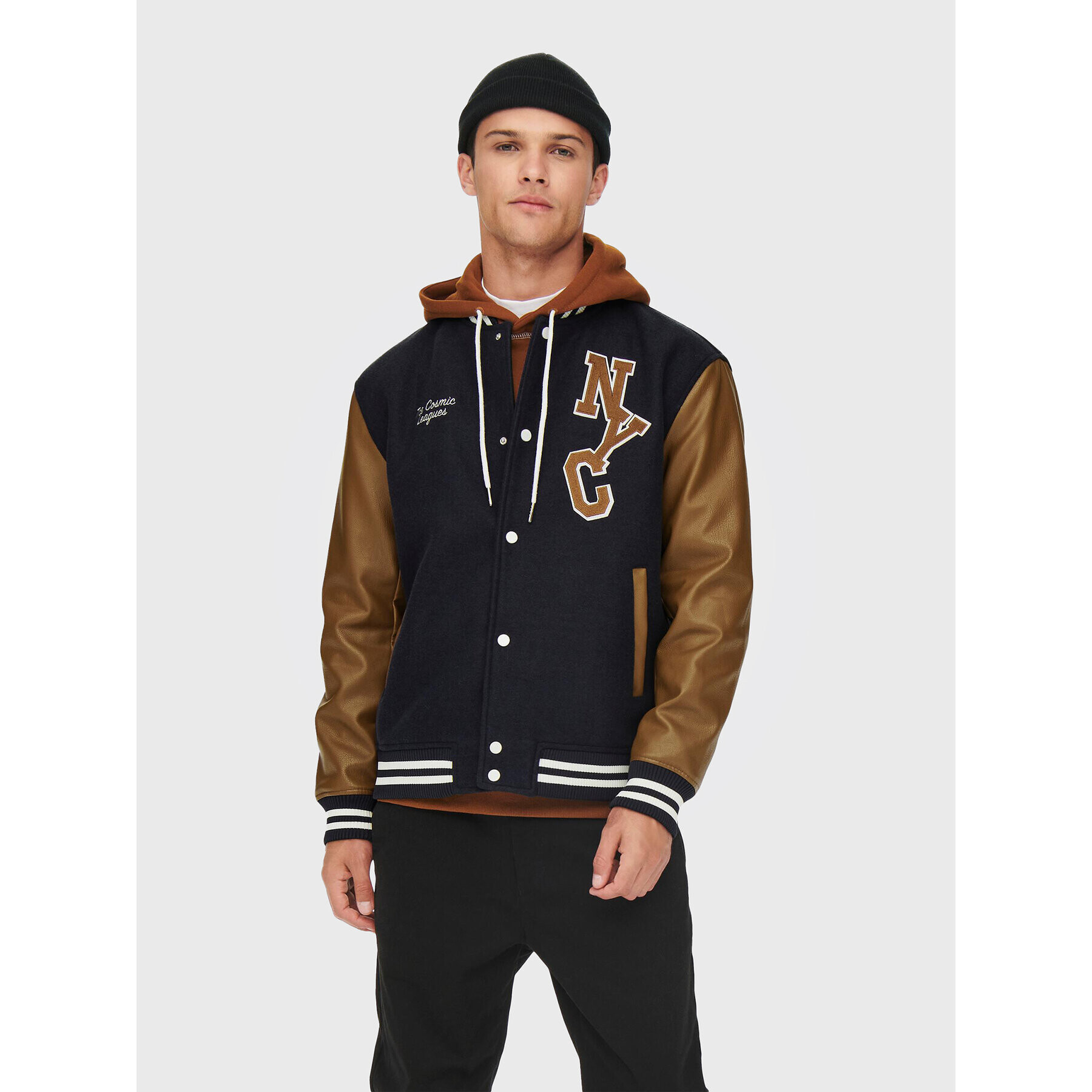 Only & Sons Яке бомбър Jay Varsity 22022572 Тъмносин Regular Fit - Pepit.bg