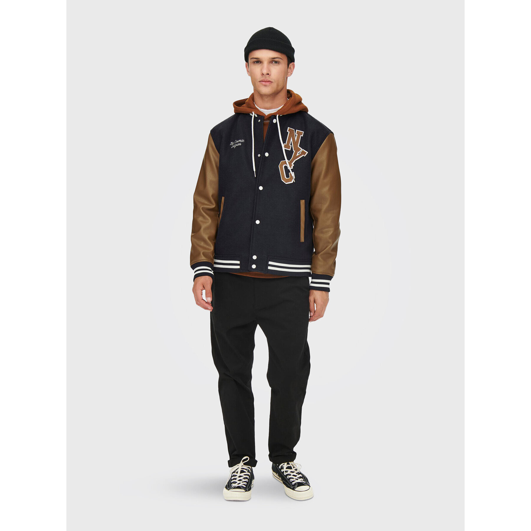 Only & Sons Яке бомбър Jay Varsity 22022572 Тъмносин Regular Fit - Pepit.bg