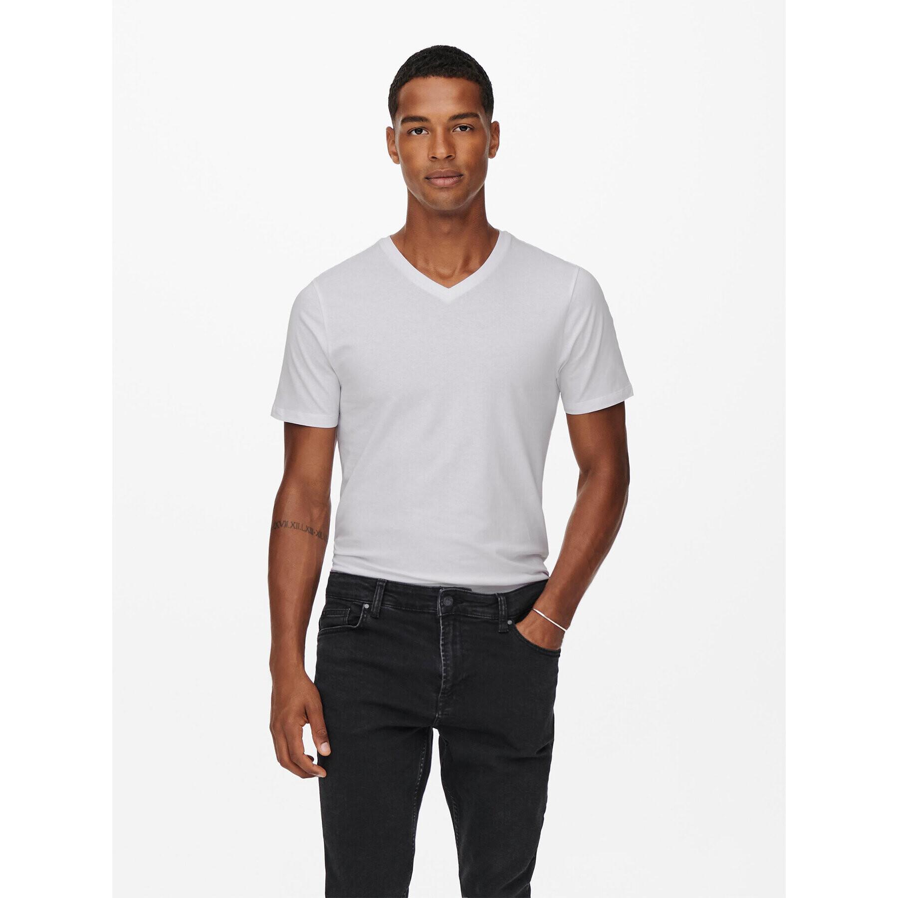 Only & Sons Комплект 2 тишъртки Basic 22021926 Бял Slim Fit - Pepit.bg