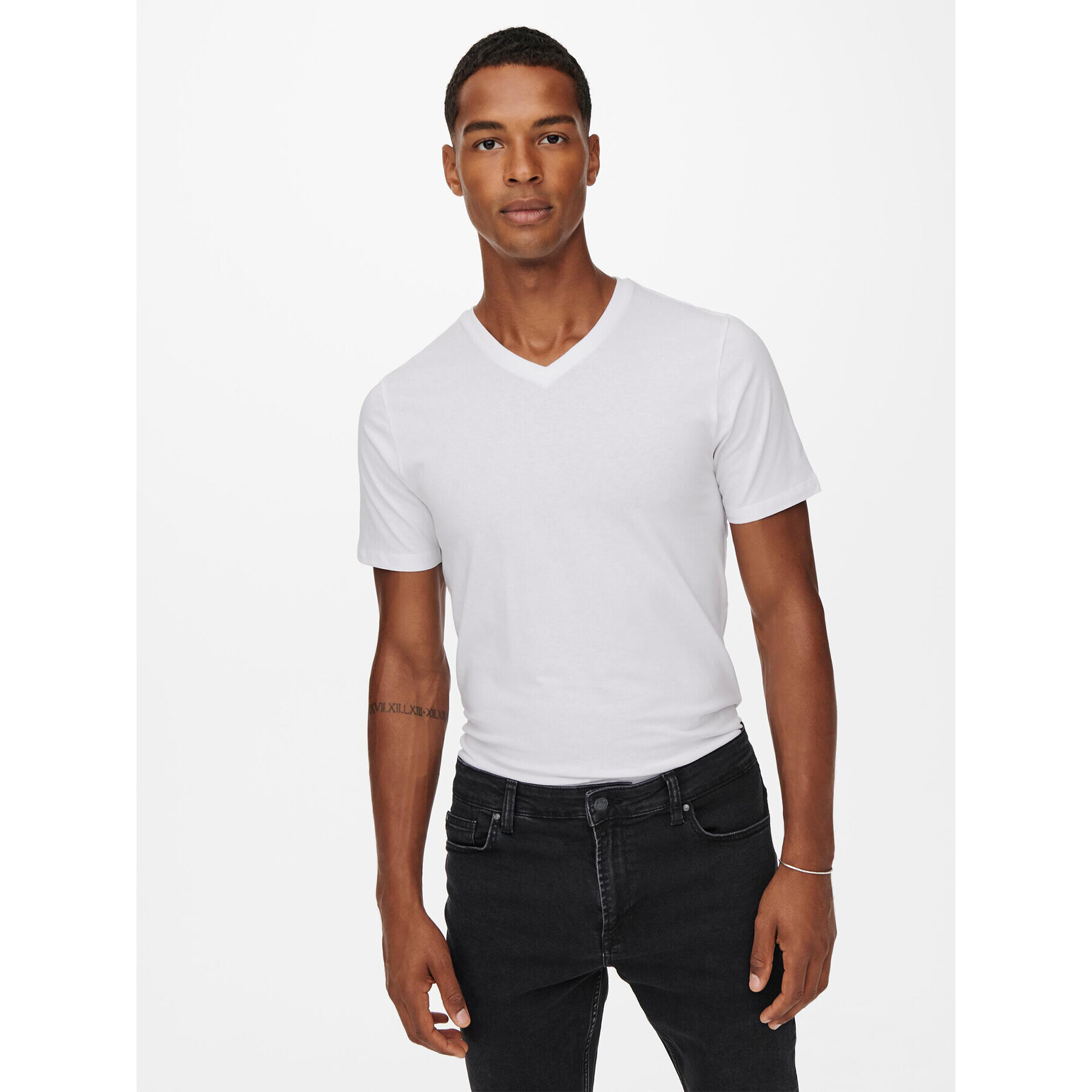 Only & Sons Комплект 2 тишъртки Basic 22021926 Бял Slim Fit - Pepit.bg
