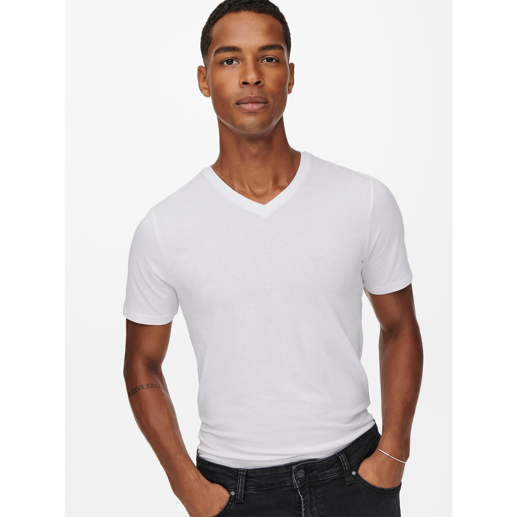 Only & Sons Комплект 2 тишъртки Basic 22021926 Бял Slim Fit - Pepit.bg